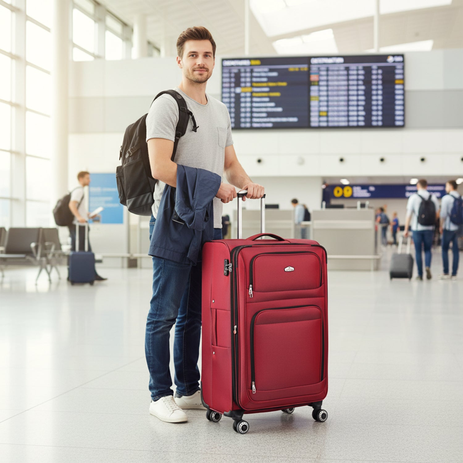 New York XPress WD-1622,20 inch  Carry on Luggage,26in/30in Softside Suitcase with Combination LOCK,Expandable Luggage,Lightweight Rolling Suitcases