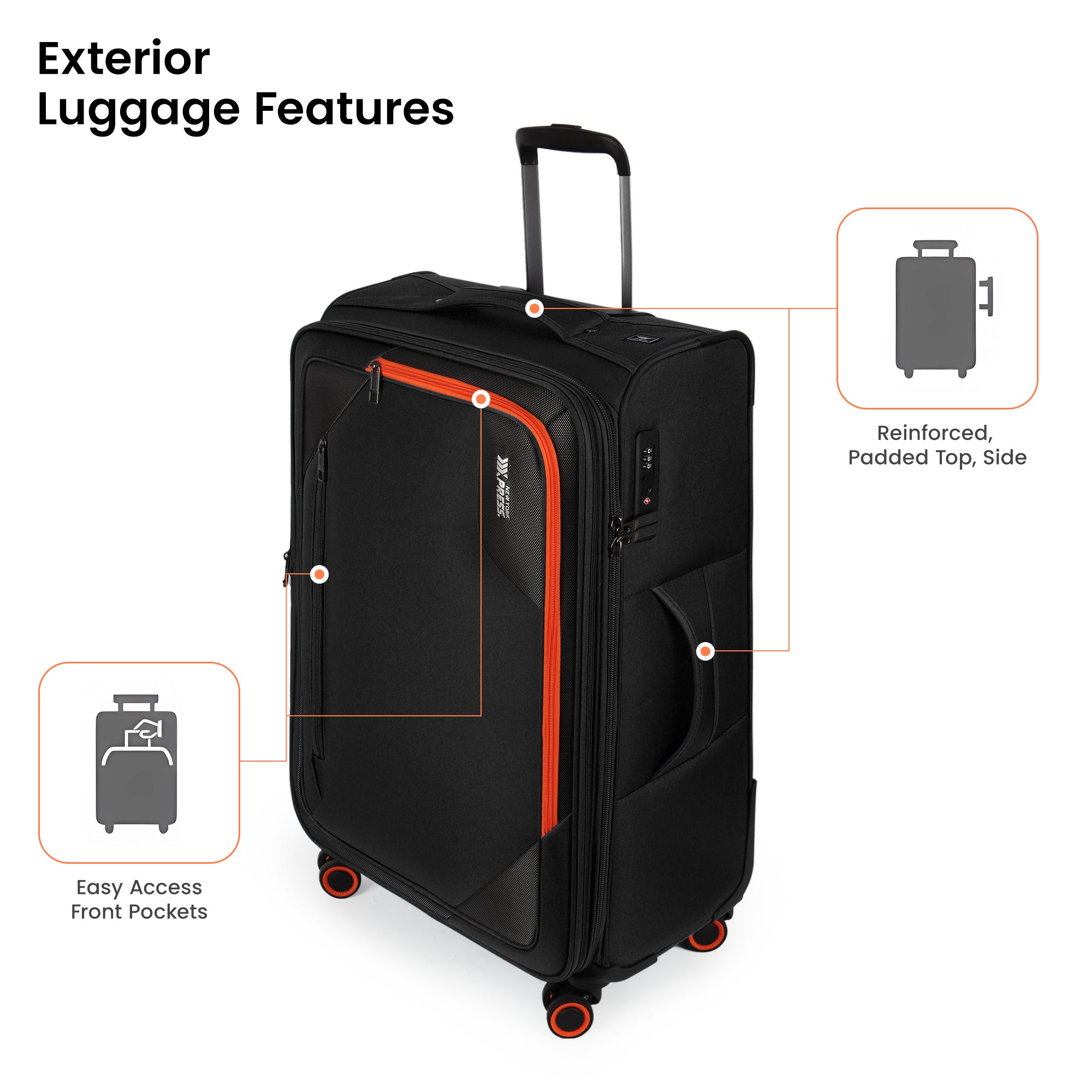 New York XPress WD-8818 Single Suitcase 20''/26''/30'',Softside Suitcase with TSA LOCK,Expandable 20% Luggage with Spinner Wheels,Tear-Resistant