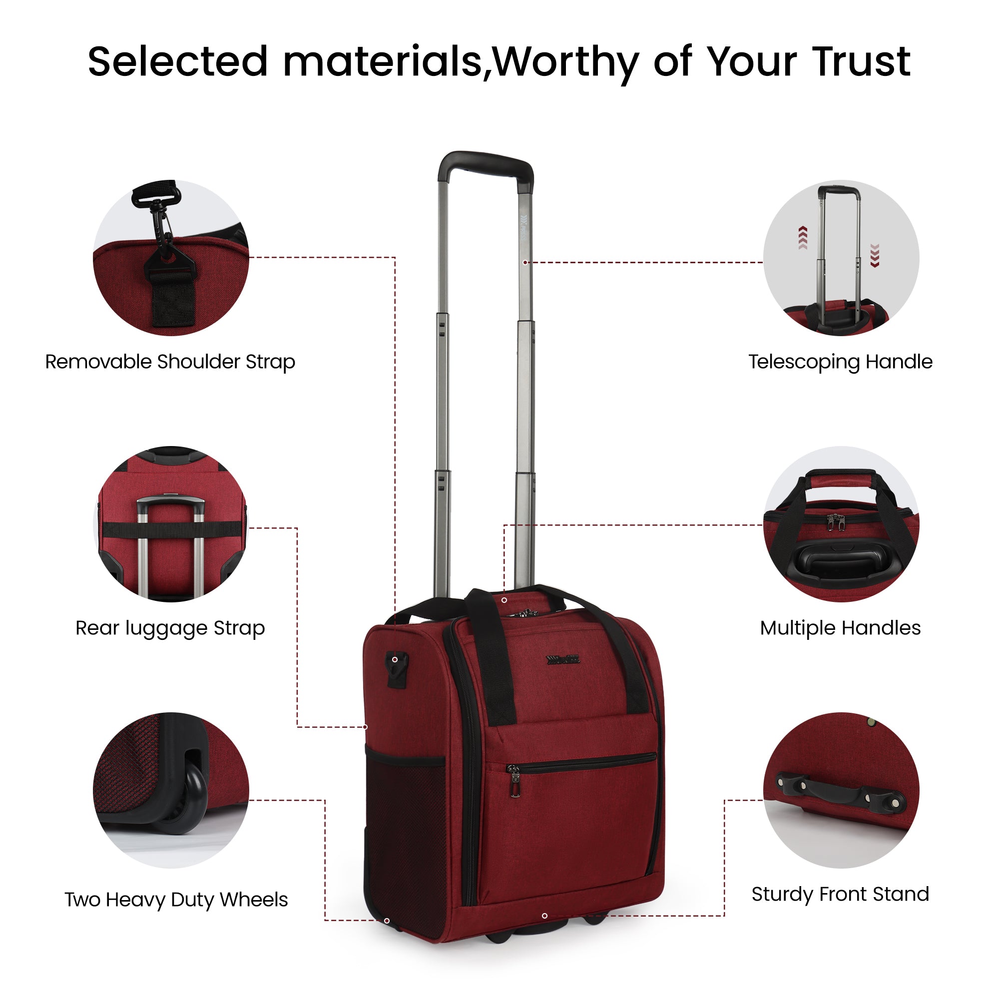 New York XPress TA-13-16,16'' Softside Carry-On Luggage for Airplane,3-in-1 Underseat Carry On Luggage with Wheels,Rolling Suitcase for Men/Women