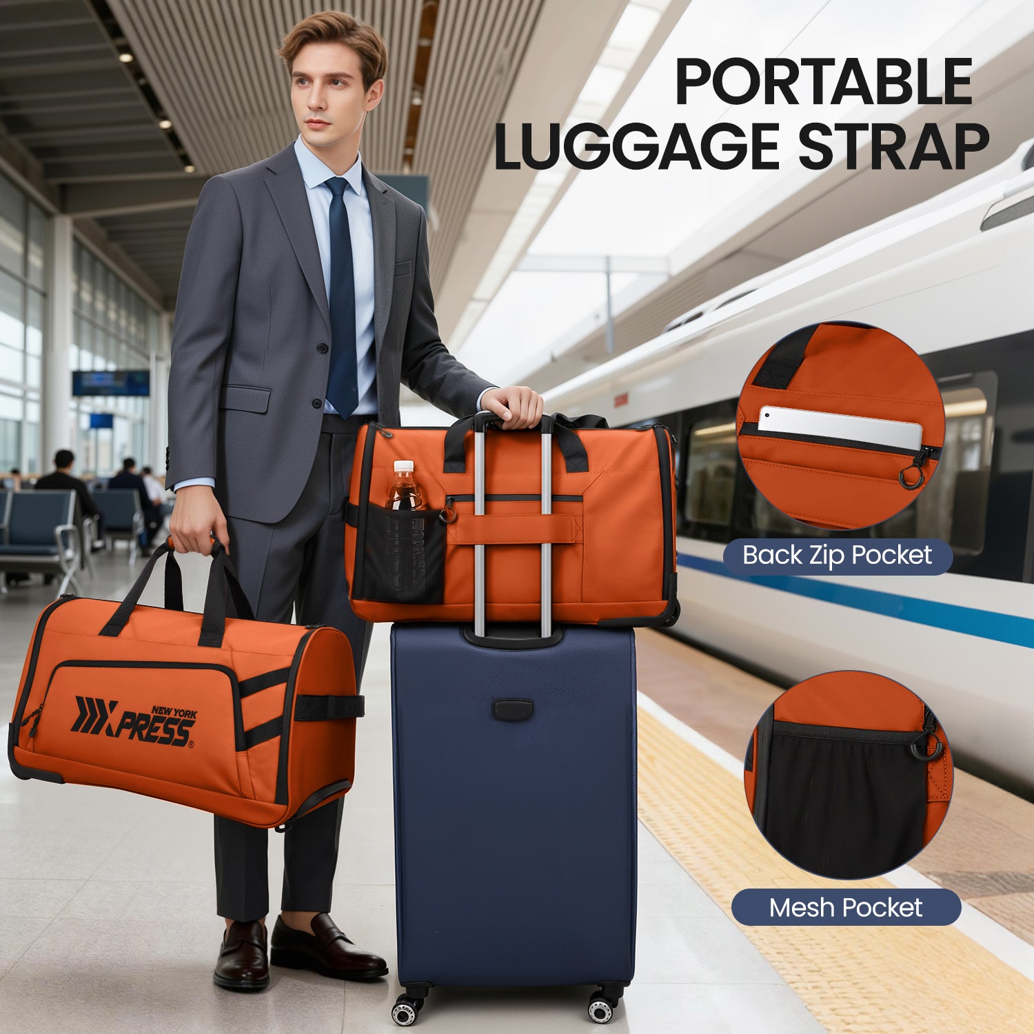 New York XPress GB-161, 2 in 1 Rolling Garment Bag with Wheels,Overnight Bags with Wheels,Rolling Duffle Bag w/Shoes Compartment