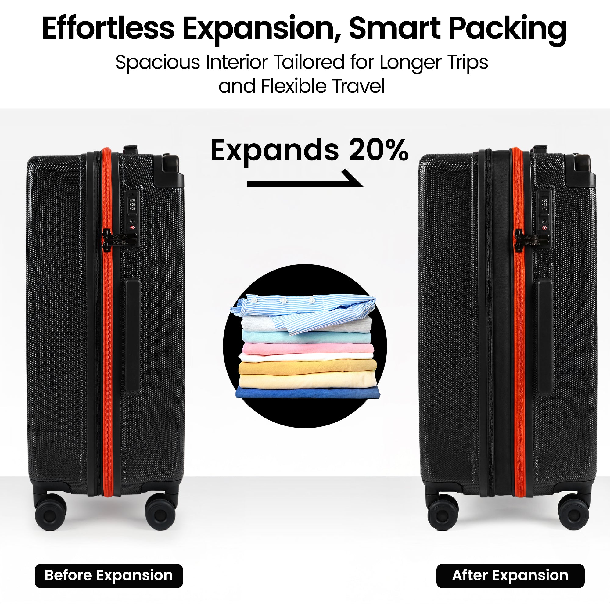 New York XPress LP-13803,3-Piece PC Hardshell Luggage, Expandable 20%, Spinner Wheels, TSA Lock, Wide Handle（20in/26in30in）
