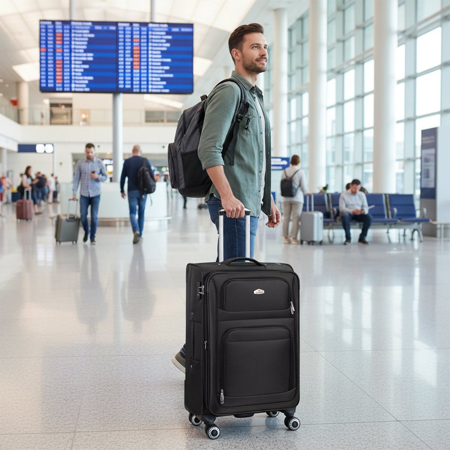 New York XPress WD-1622,20 inch  Carry on Luggage,26in/30in Softside Suitcase with Combination LOCK,Expandable Luggage,Lightweight Rolling Suitcases