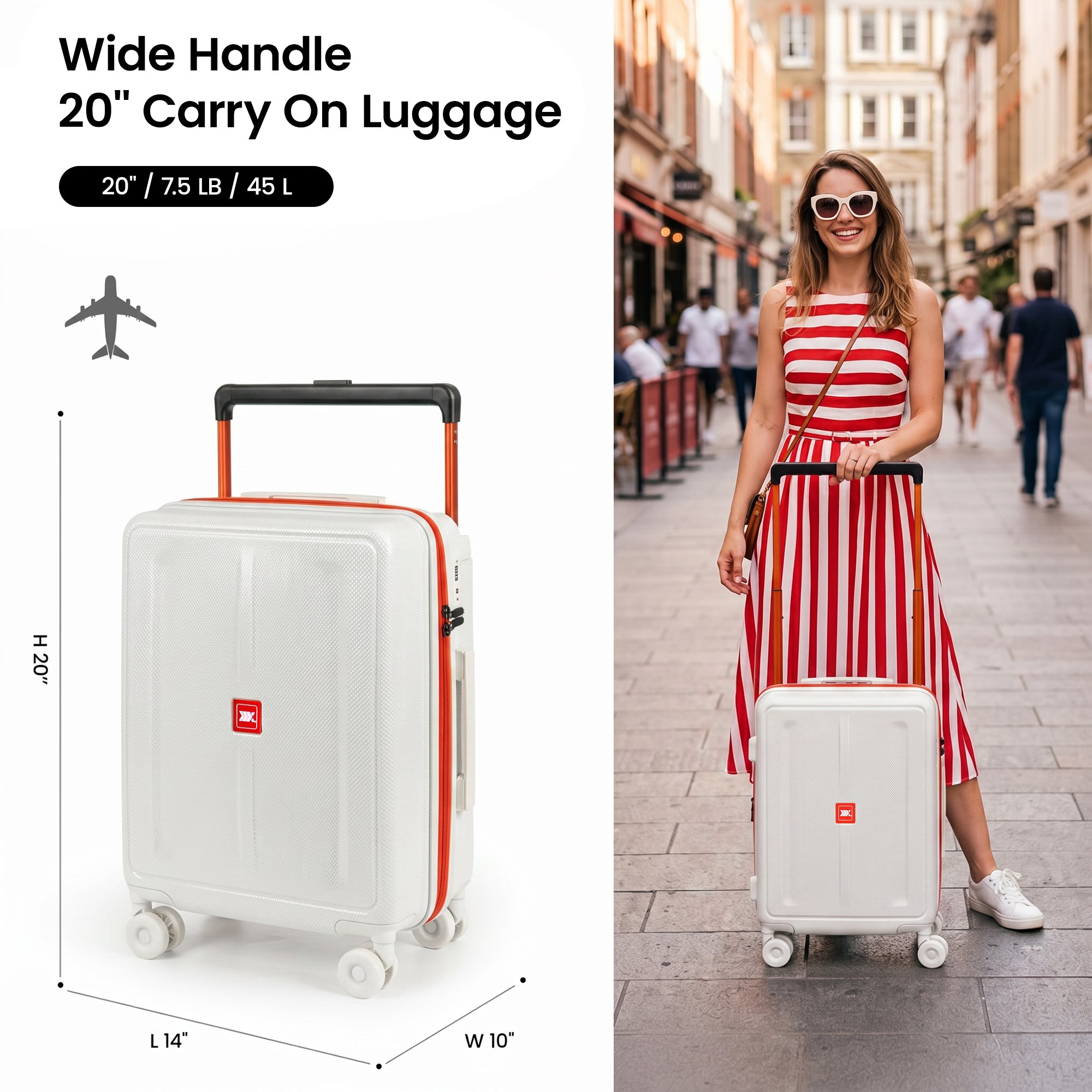 New York XPress LP-13803,3-Piece PC Hardshell Luggage, Expandable 20%, Spinner Wheels, TSA Lock, Wide Handle（20in/26in30in）