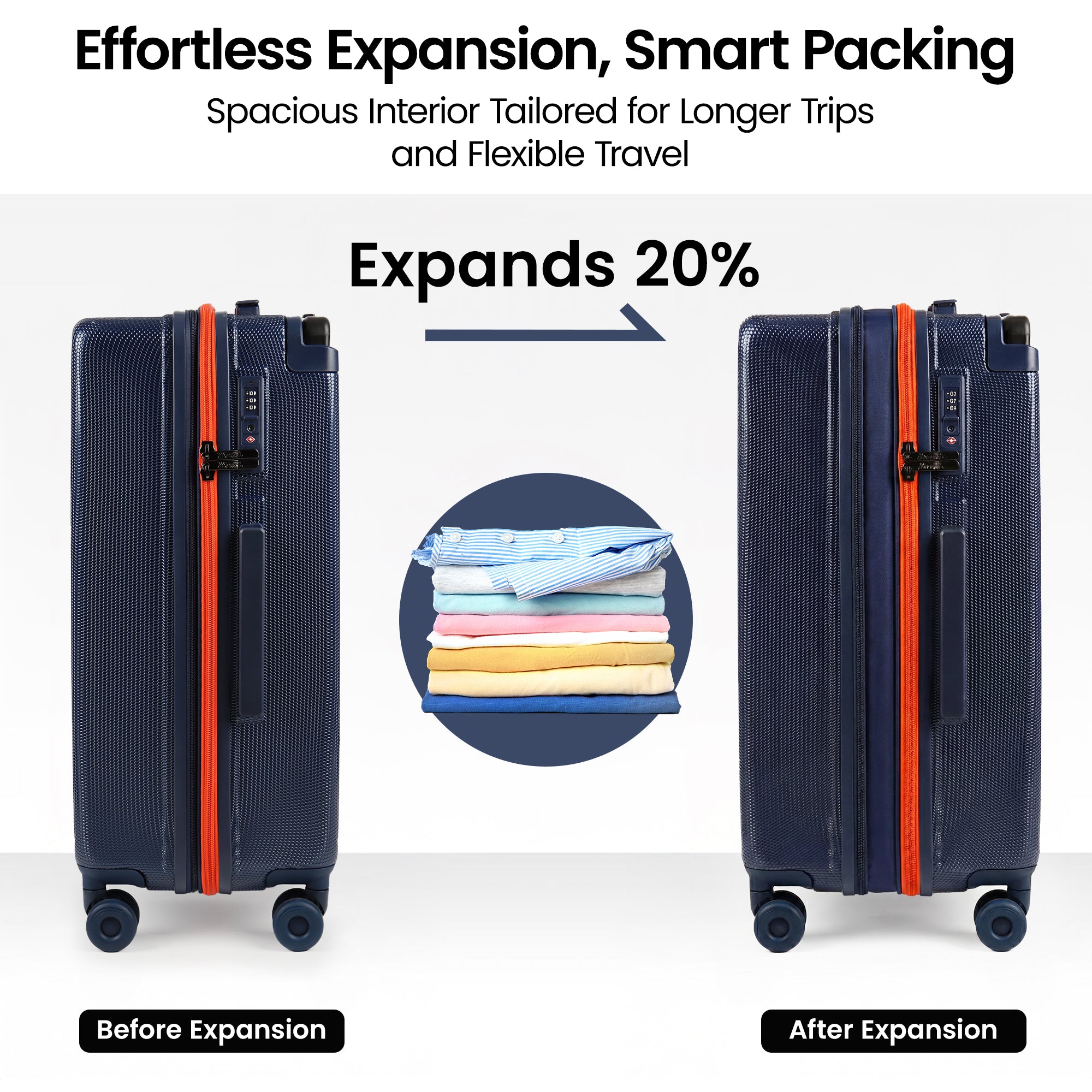 New York XPress LP-13803,3-Piece PC Hardshell Luggage, Expandable 20%, Spinner Wheels, TSA Lock, Wide Handle（20in/26in30in）