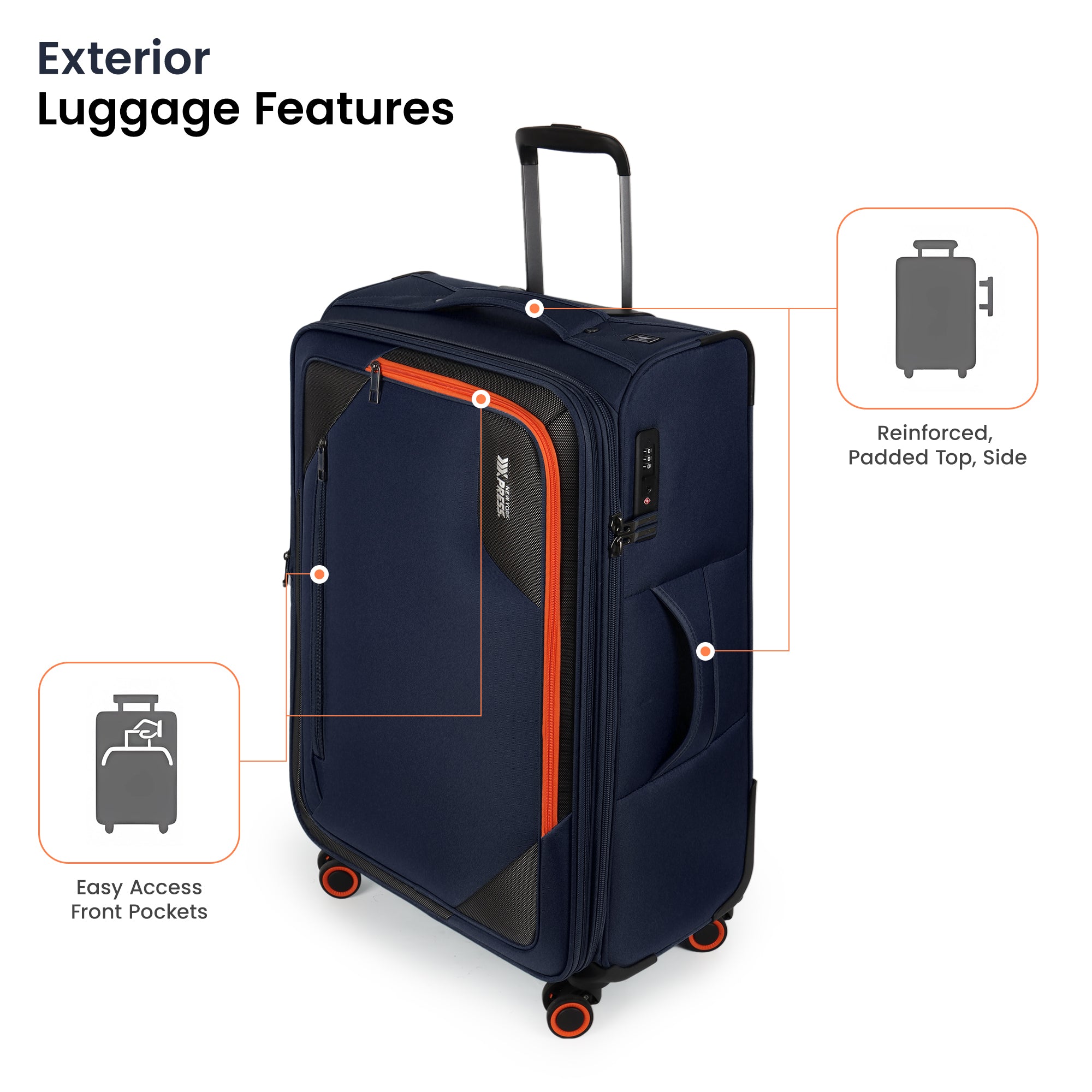 New York XPress WD-8818 Single Suitcase 20''/26''/30'',Softside Suitcase with TSA LOCK,Expandable 20% Luggage with Spinner Wheels,Tear-Resistant