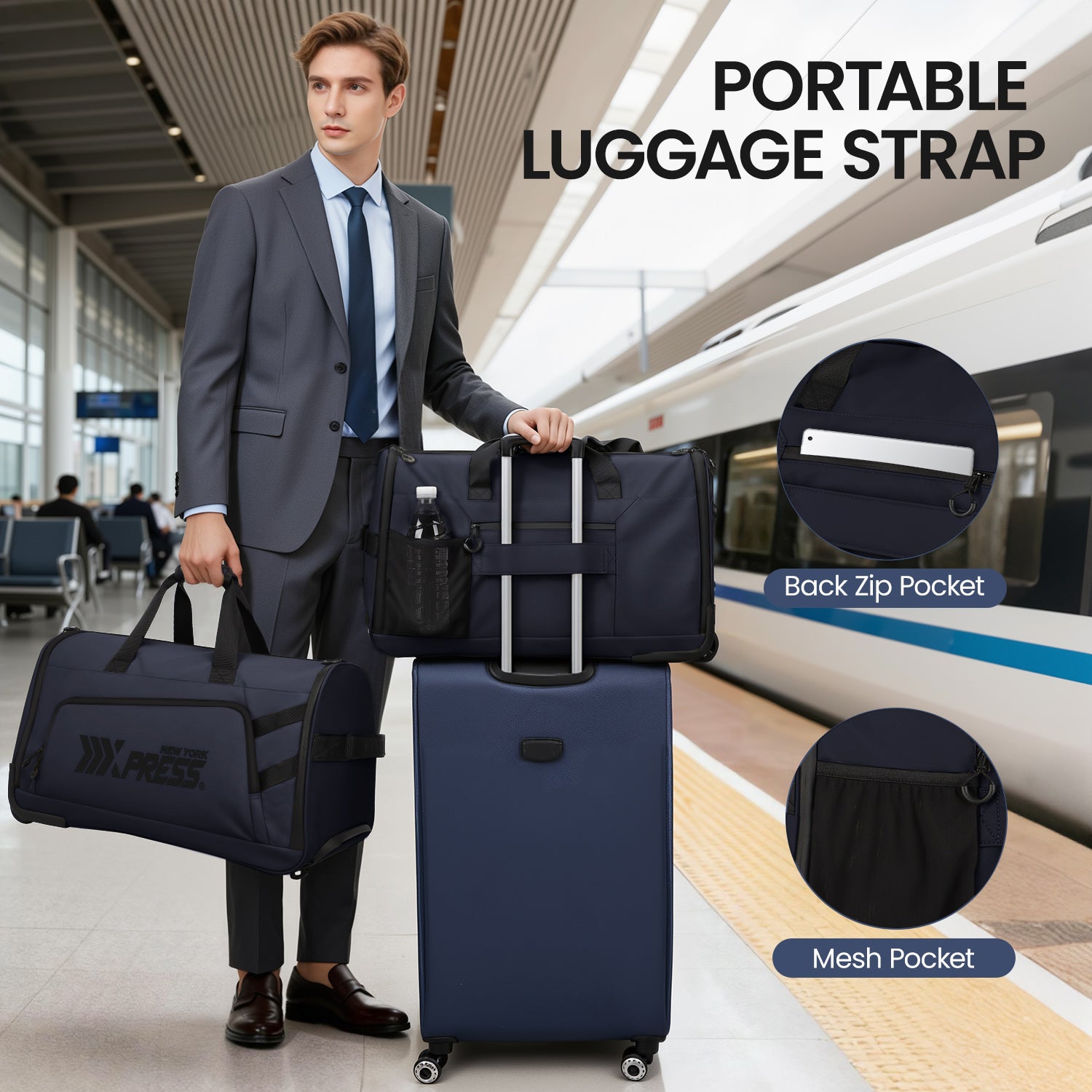 New York XPress GB-161, 2 in 1 Rolling Garment Bag with Wheels,Overnight Bags with Wheels,Rolling Duffle Bag w/Shoes Compartment