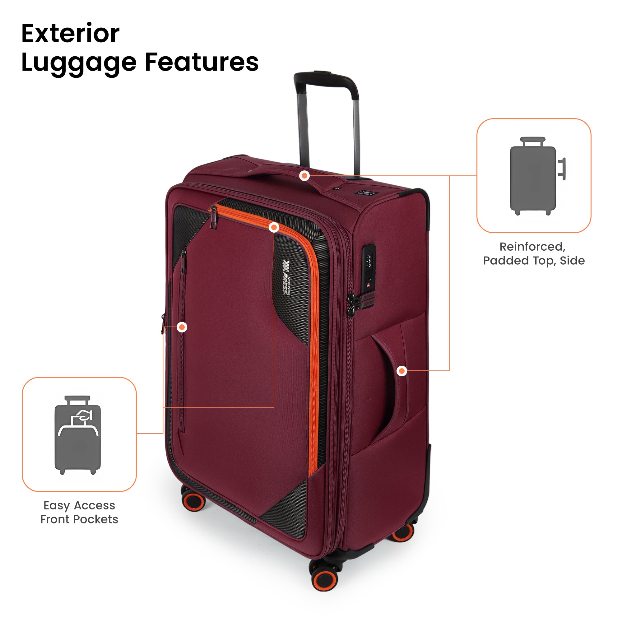 New York XPress WD-8818 Single Suitcase 20''/26''/30'',Softside Suitcase with TSA LOCK,Expandable 20% Luggage with Spinner Wheels,Tear-Resistant