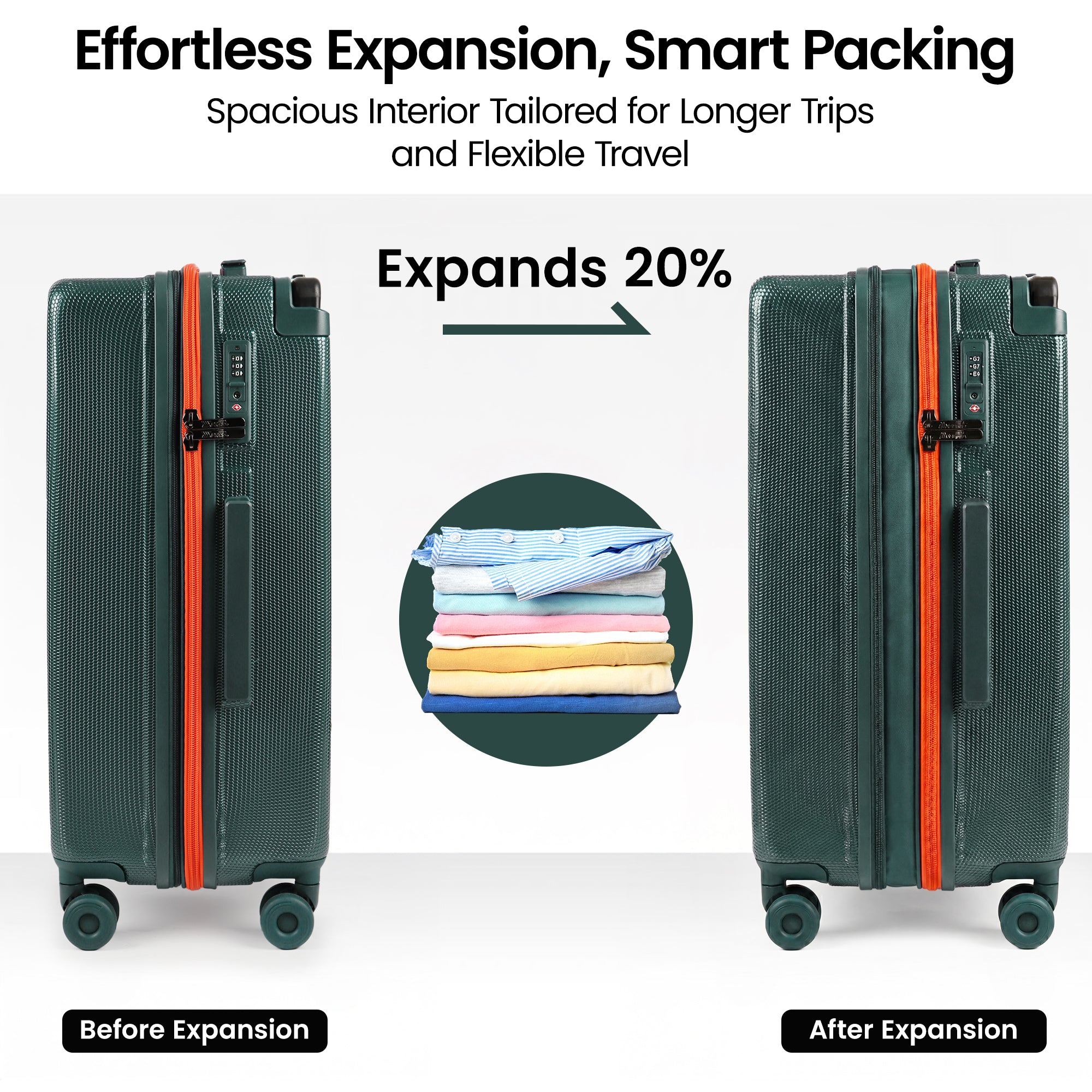 New York XPress LP-13803,3-Piece PC Hardshell Luggage, Expandable 20%, Spinner Wheels, TSA Lock, Wide Handle（20in/26in30in）