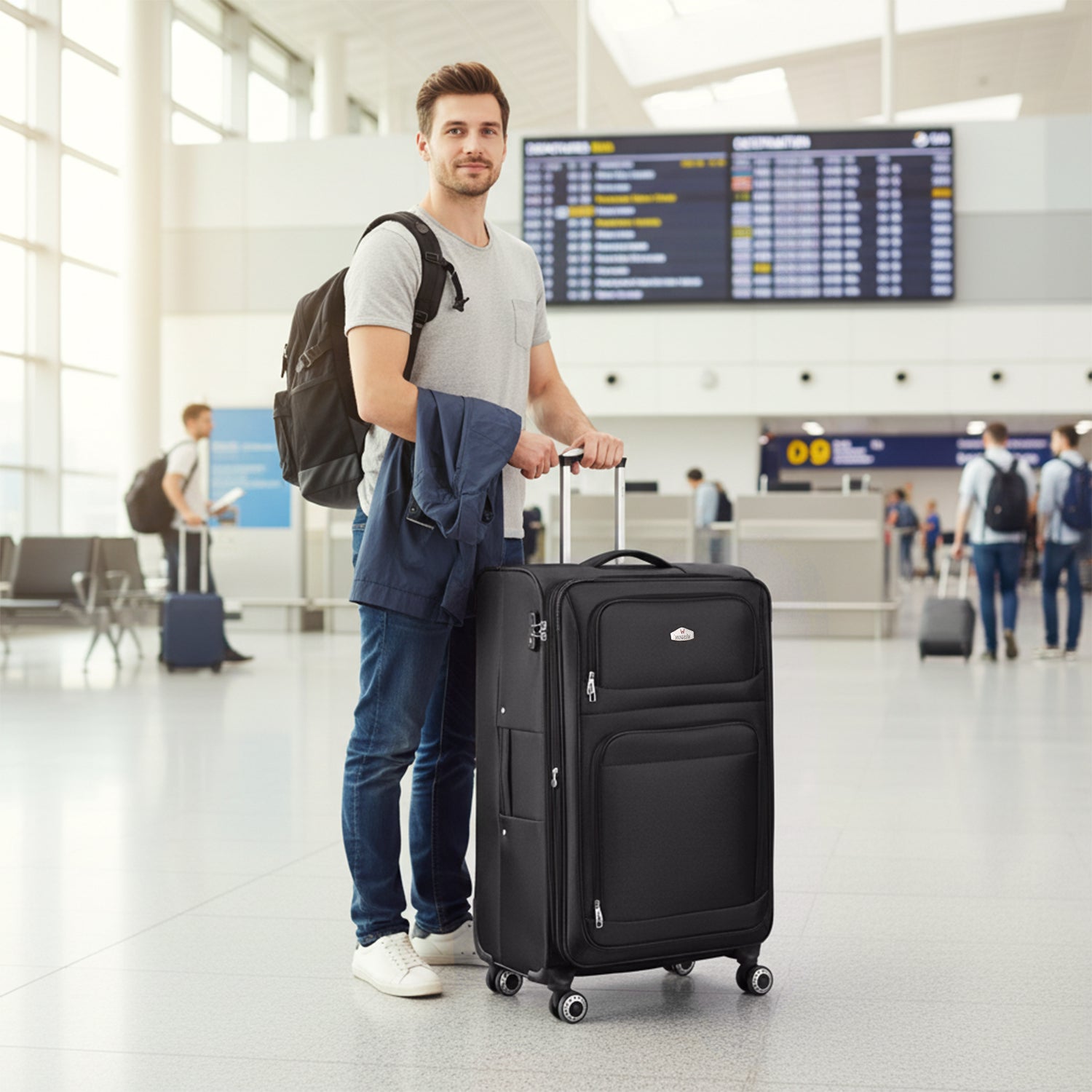 New York XPress WD-1622,20 inch  Carry on Luggage,26in/30in Softside Suitcase with Combination LOCK,Expandable Luggage,Lightweight Rolling Suitcases