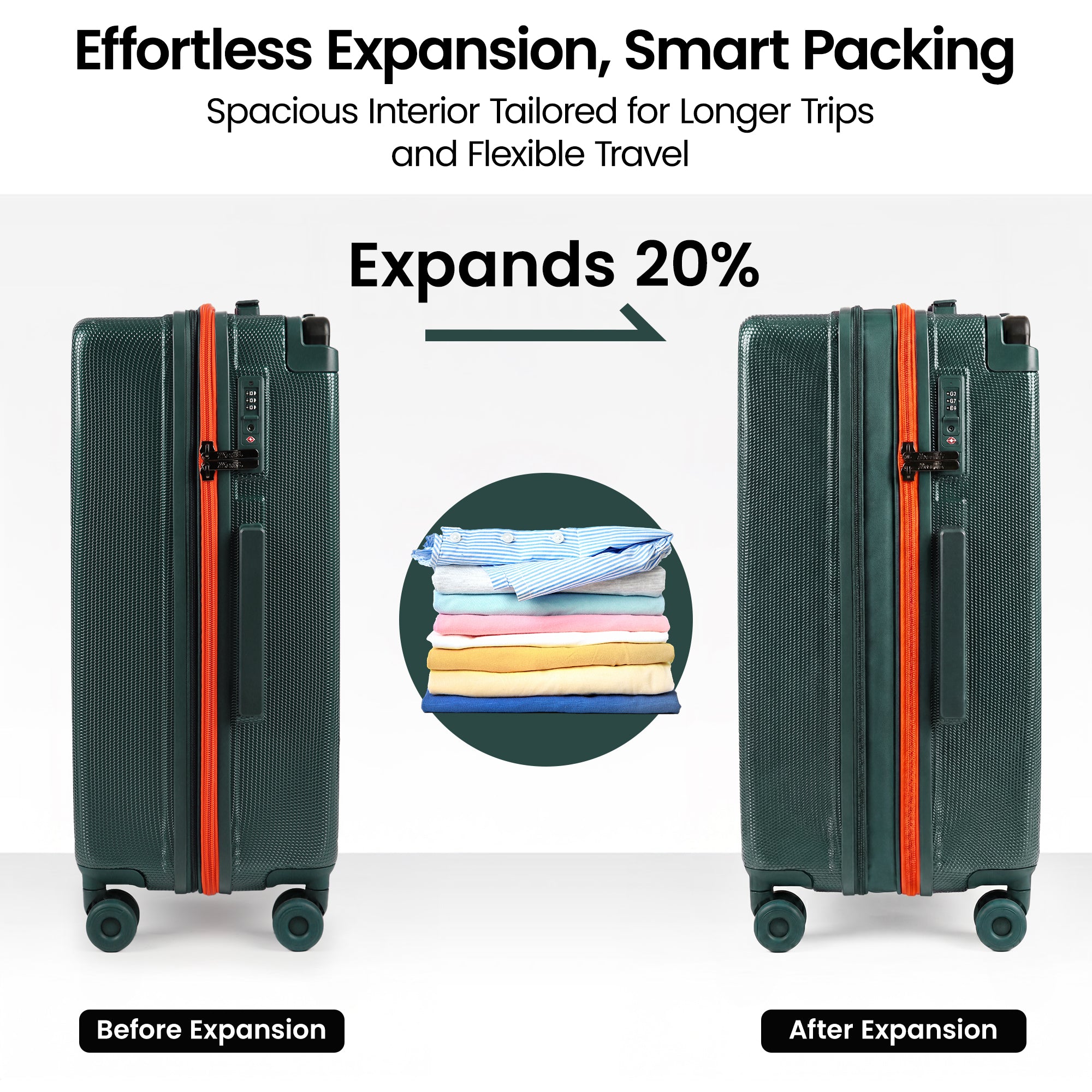 New York XPress LP-13803,3-Piece PC Hardshell Luggage, Expandable 20%, Spinner Wheels, TSA Lock, Wide Handle（20in/26in30in）