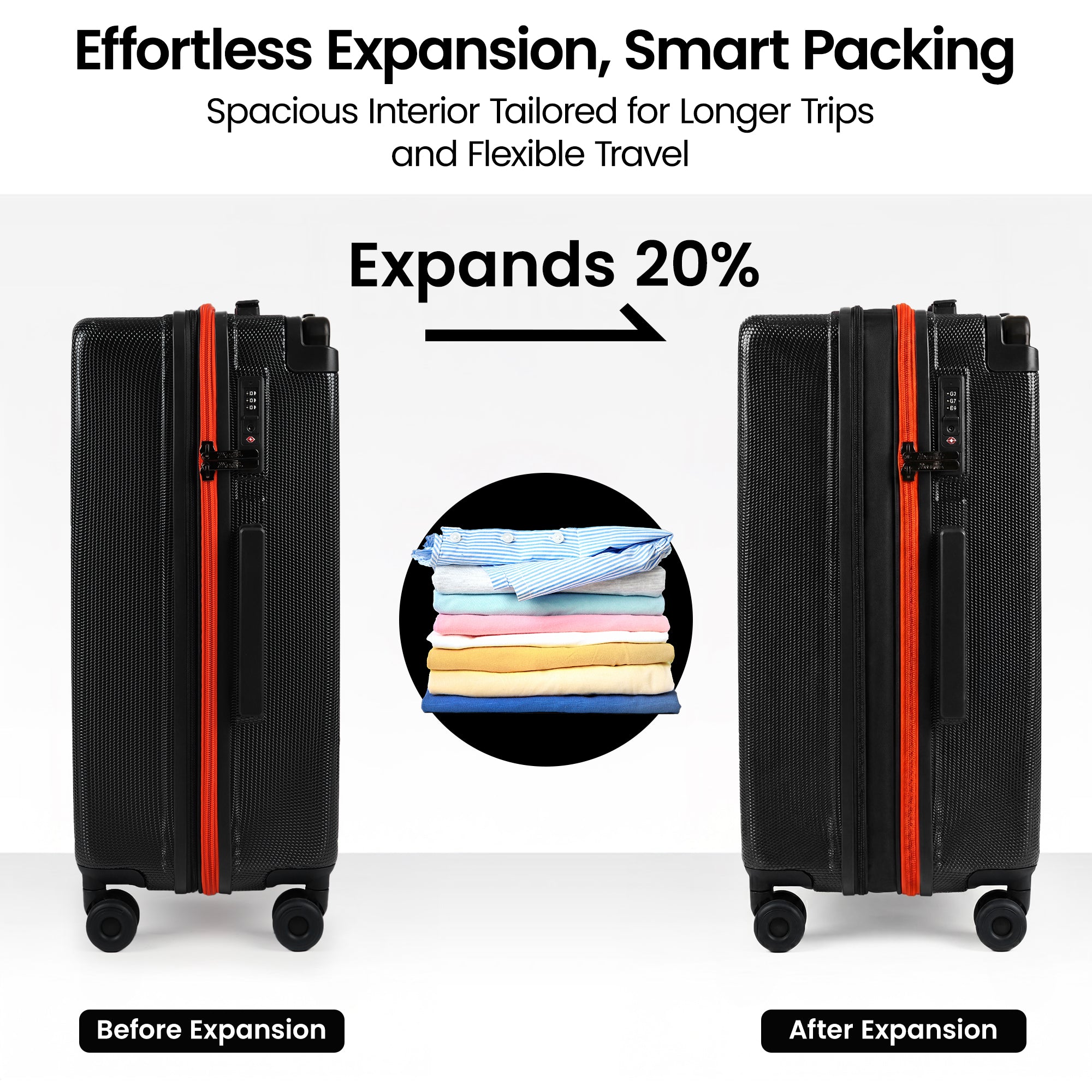 New York XPress LP-13803,3-Piece PC Hardshell Luggage, Expandable 20%, Spinner Wheels, TSA Lock, Wide Handle（20in/26in30in）