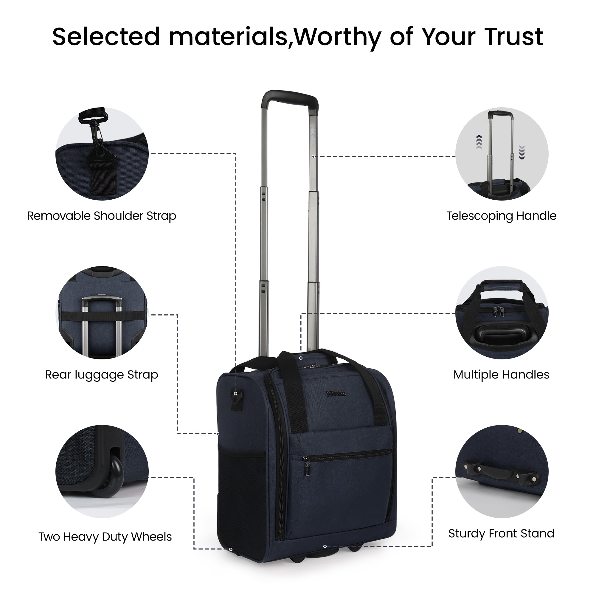 New York XPress TA-13-16,16'' Softside Carry-On Luggage for Airplane,3-in-1 Underseat Carry On Luggage with Wheels,Rolling Suitcase for Men/Women