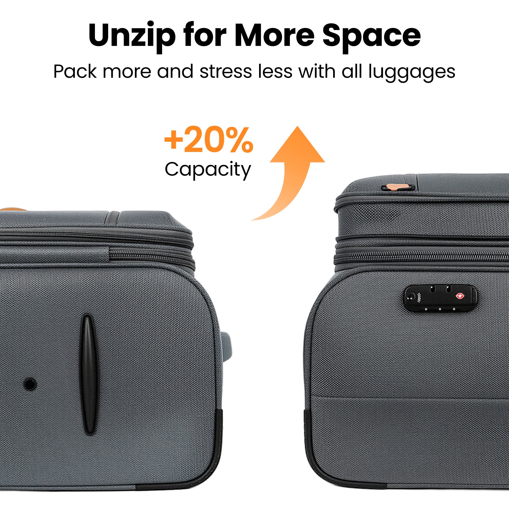 New York XPress XJ 1901,20in/26in/30in Softside Expandable Rolling Luggage w/TSA LOCK and Double Spinner Wheels,Lightweight Suitcases for Men Women