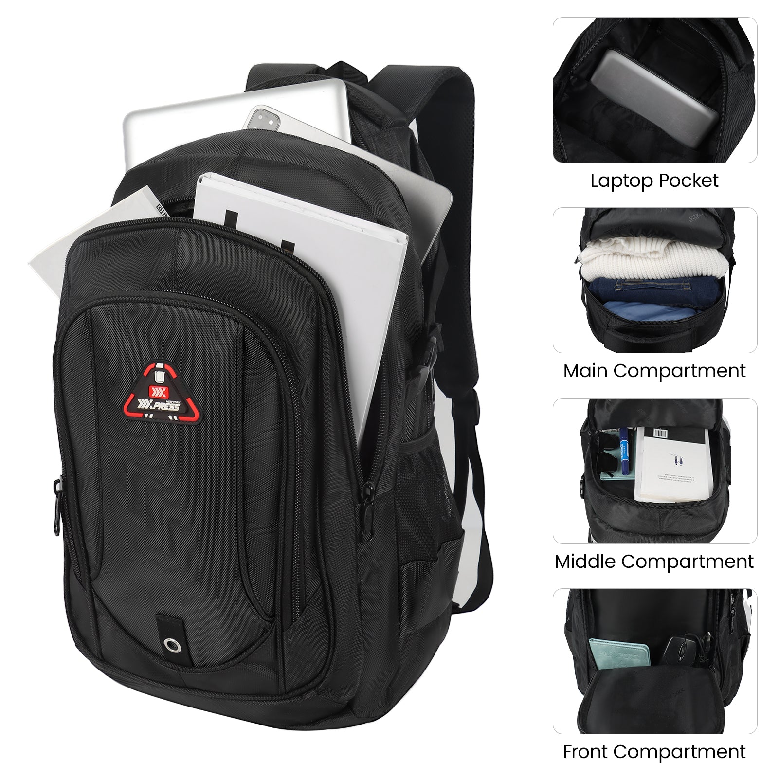 New York XPress 8160 Laptop Backpack for Men Women with 45 Liters Large Capacity,15.6 inch Laptop Computer Bag Travel Backpack,Water Resistant