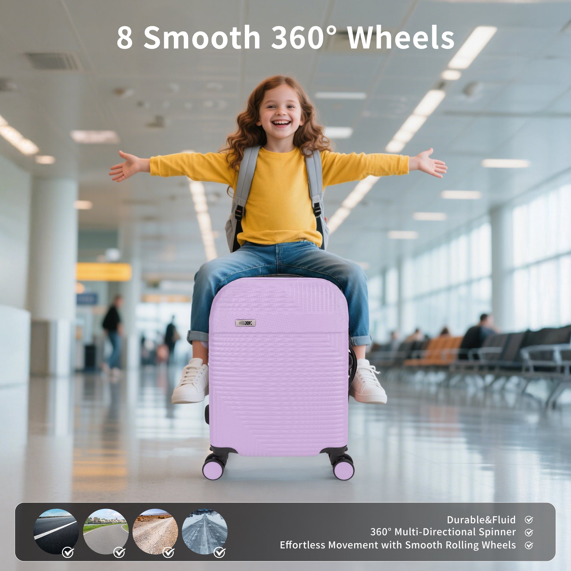 NEW YORK XPRESS WD-588-20" Hardside Carry-On Luggage for Airplane,Hardshell Suitcase with 8 Spinner Wheels