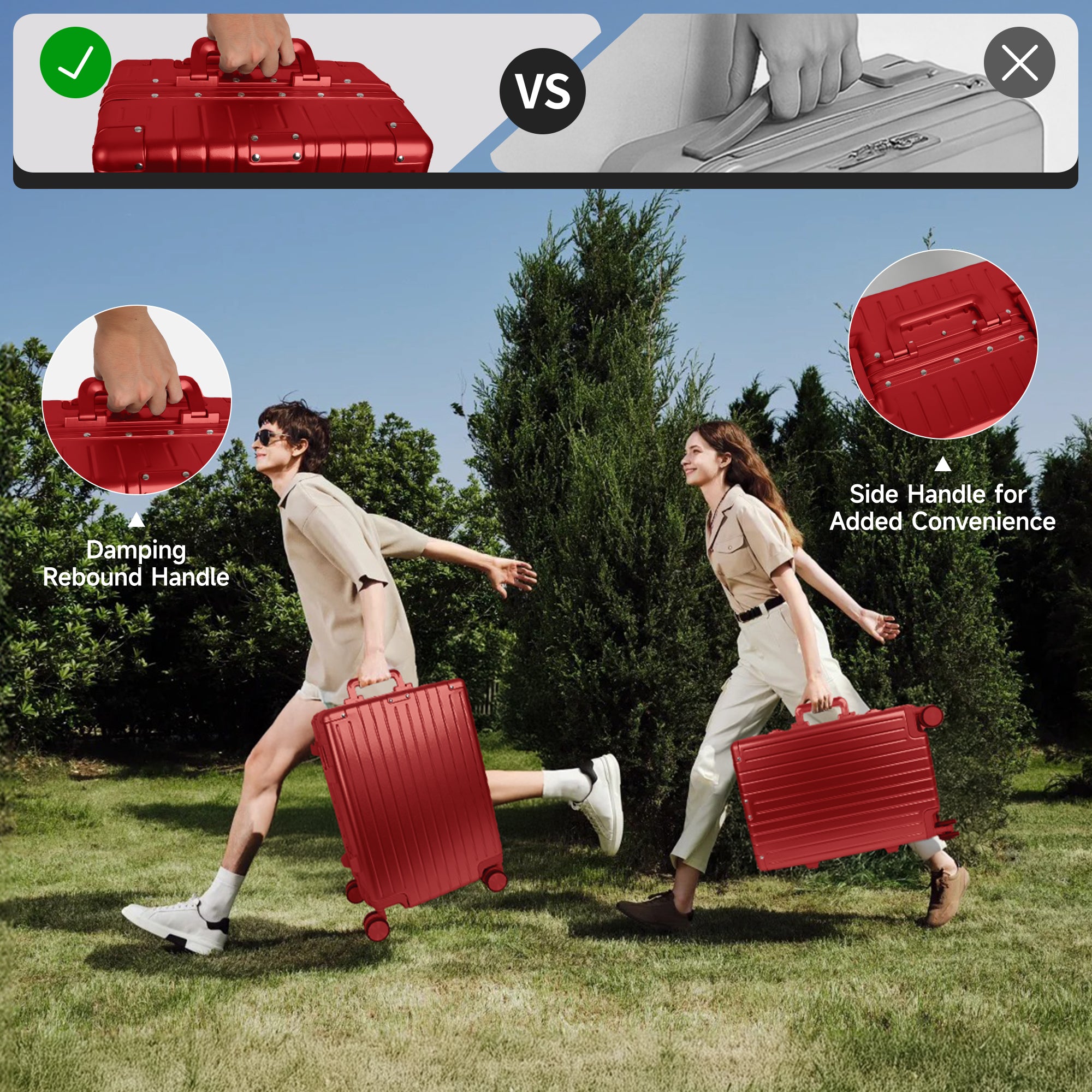 NEW YORK XPRESS Zipperless Luggage AL-12501,20in/30in,Aluminum Frame w/TSA LOCK w/Spinner Wheels