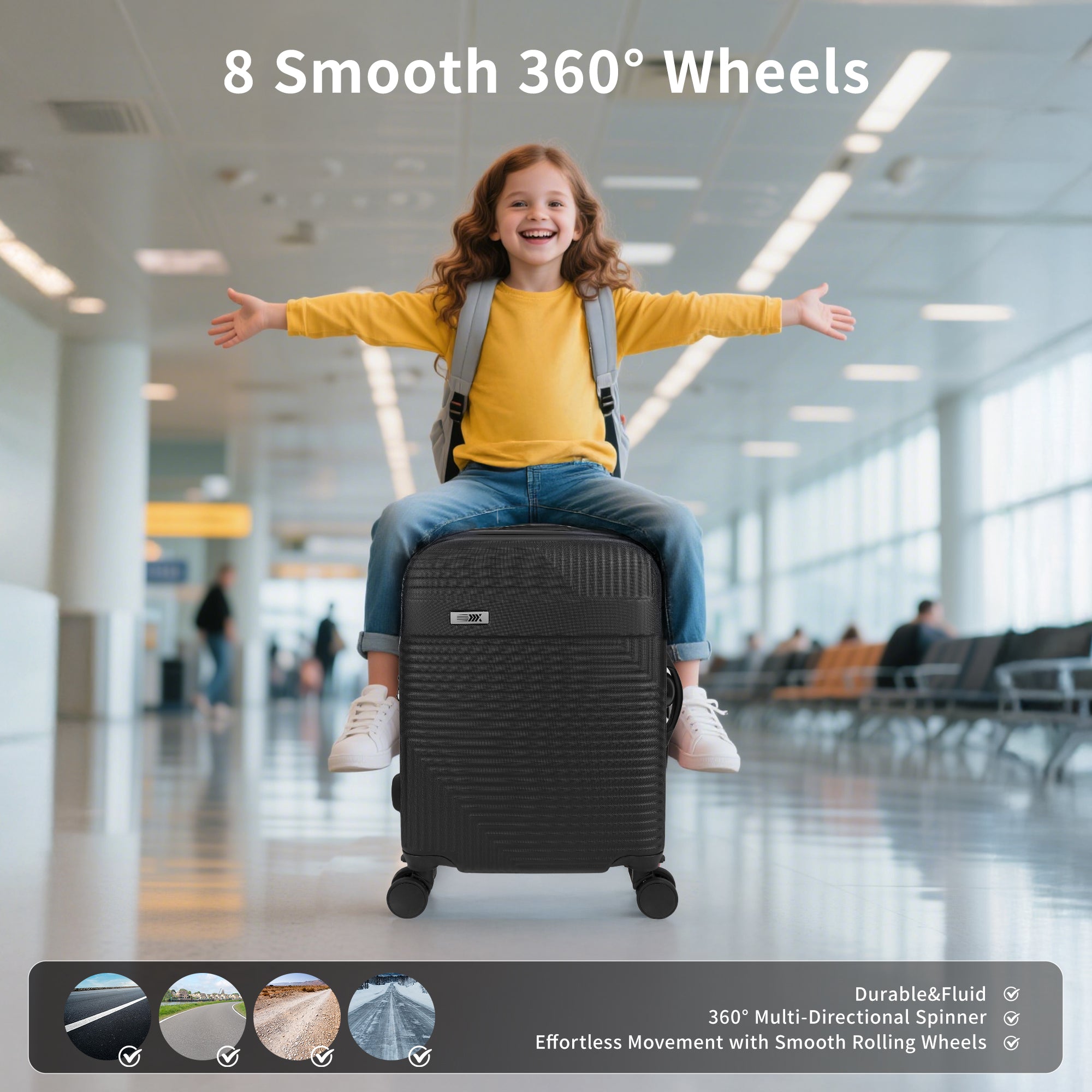 NEW YORK XPRESS WD-588-20" Hardside Carry-On Luggage for Airplane,Hardshell Suitcase with 8 Spinner Wheels