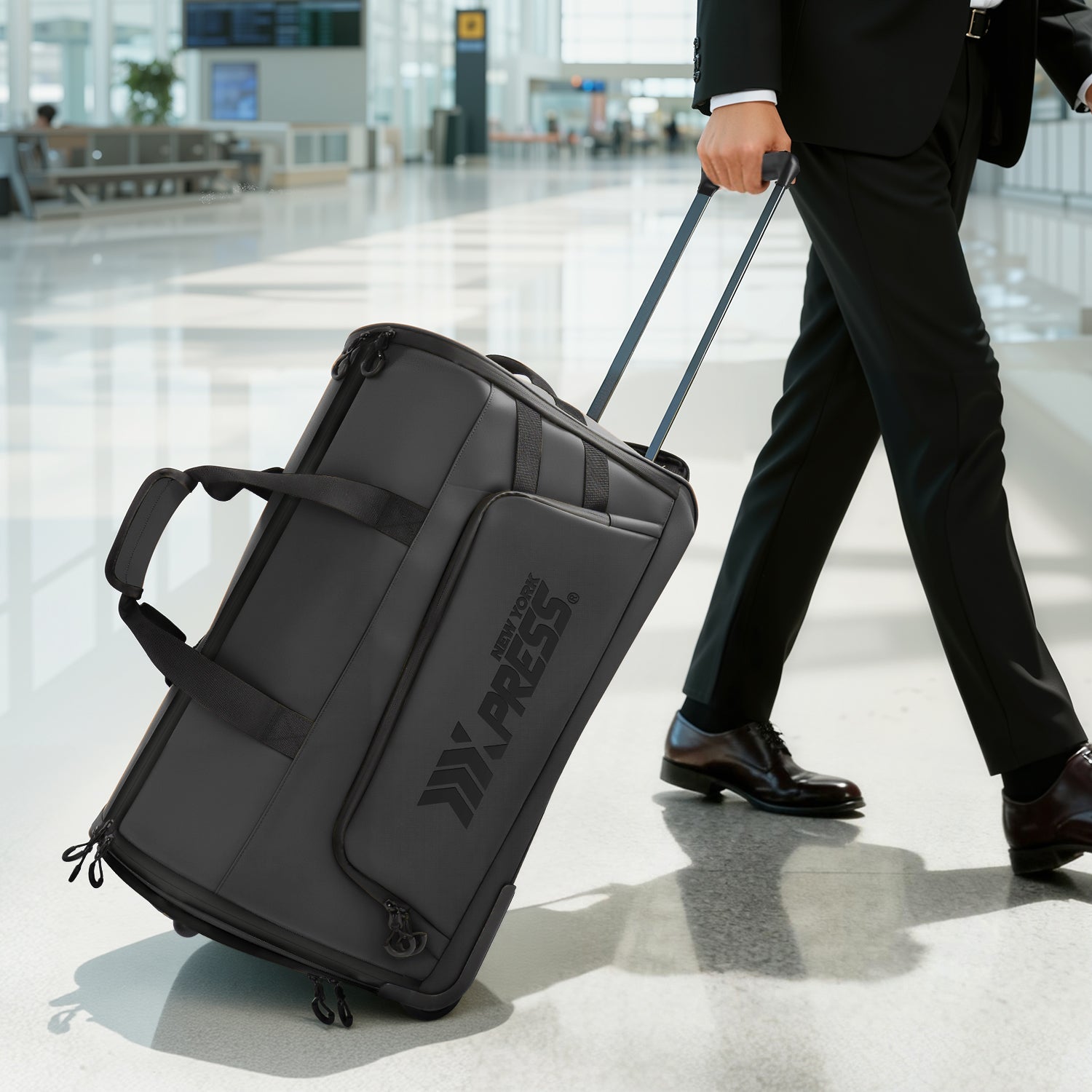 New York XPress GB-161, 2 in 1 Rolling Garment Bag with Wheels,Overnight Bags with Wheels,Rolling Duffle Bag w/Shoes Compartment