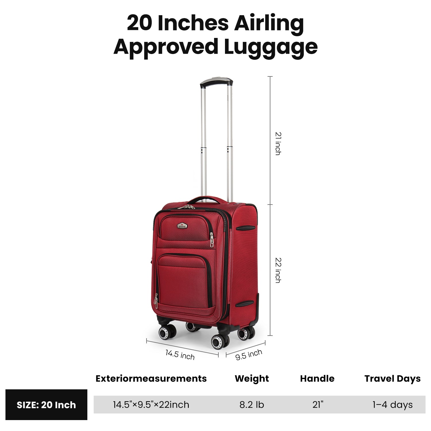 New York XPress WD-1622,20 inch  Carry on Luggage,26in/30in Softside Suitcase with Combination LOCK,Expandable Luggage,Lightweight Rolling Suitcases