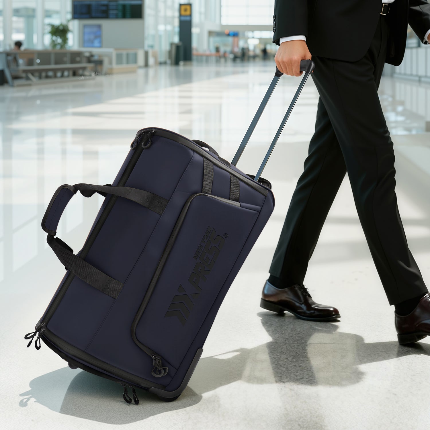 New York XPress GB-161, 2 in 1 Rolling Garment Bag with Wheels,Overnight Bags with Wheels,Rolling Duffle Bag w/Shoes Compartment
