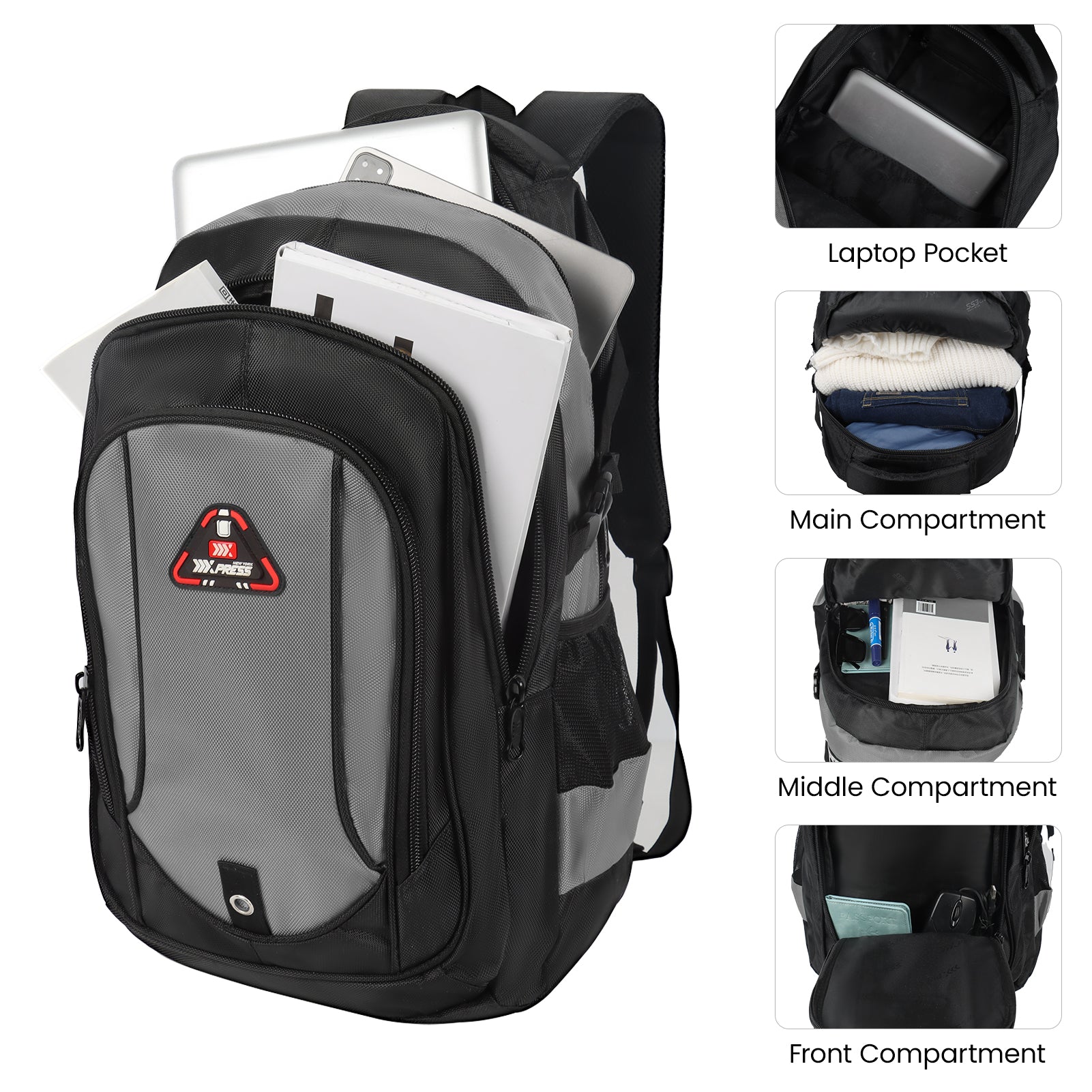 New York XPress 8160 Laptop Backpack for Men Women with 45 Liters Large Capacity,15.6 inch Laptop Computer Bag Travel Backpack,Water Resistant