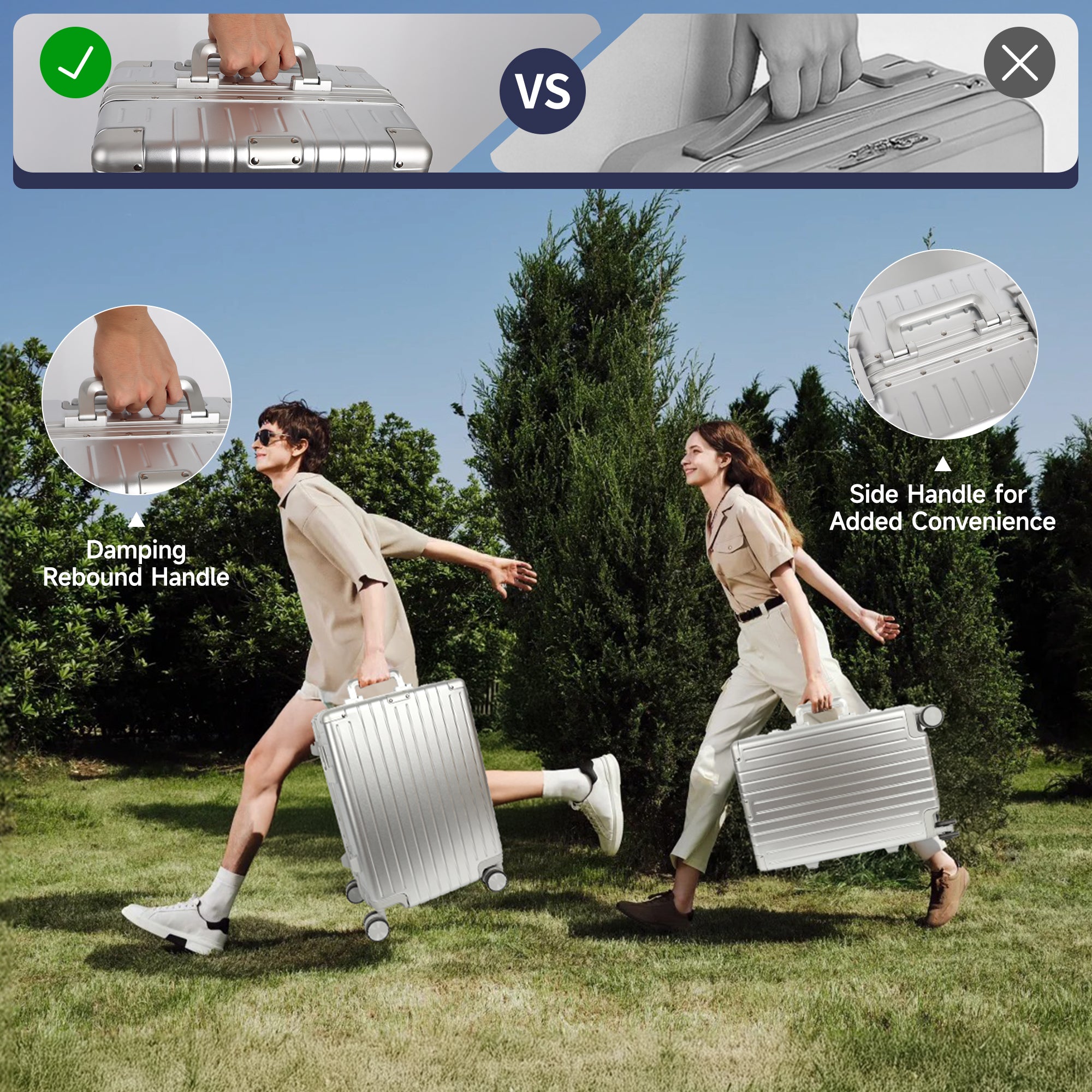 NEW YORK XPRESS Zipperless Luggage AL-12501,20in/30in,Aluminum Frame w/TSA LOCK w/Spinner Wheels