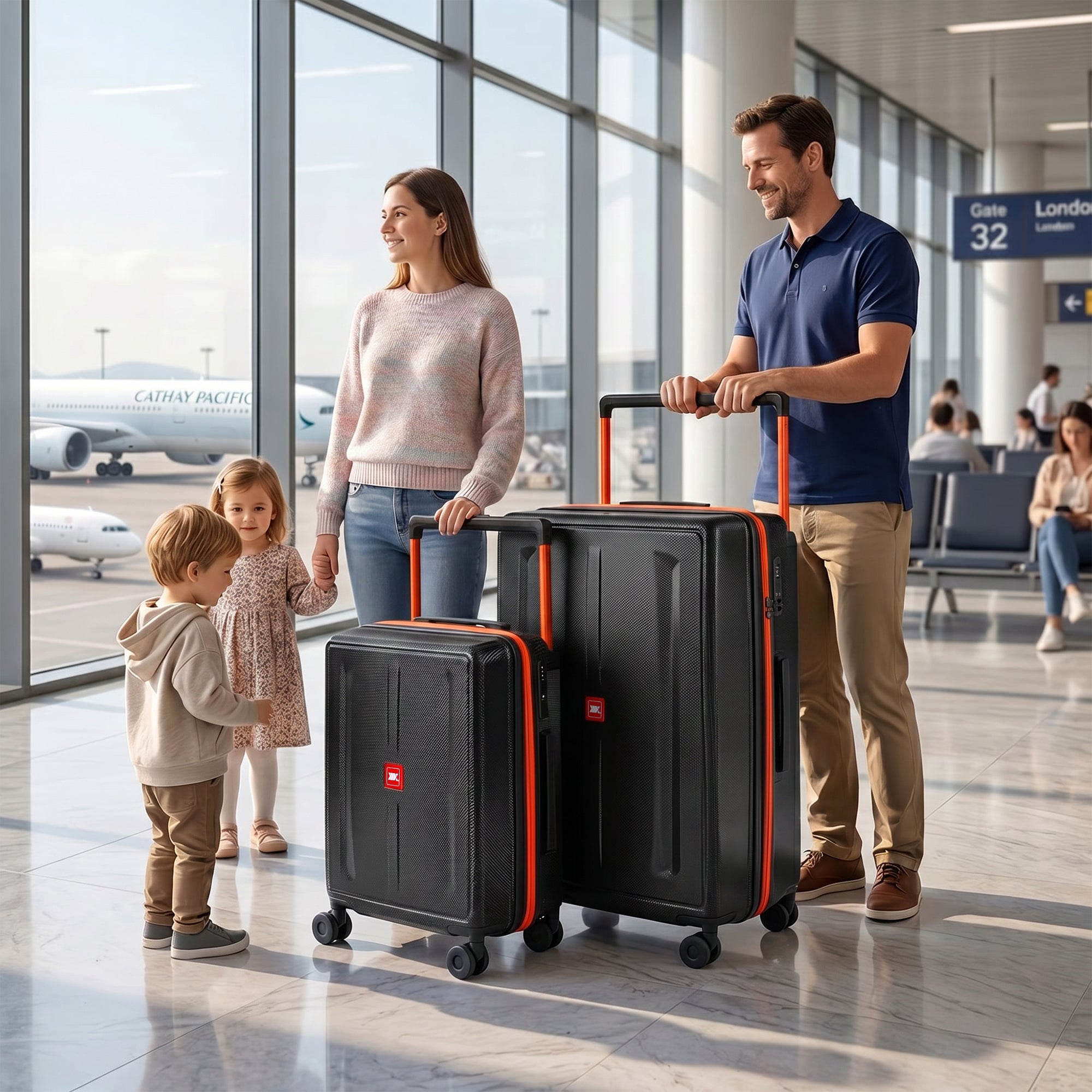 New York XPress LP-13803,3-Piece PC Hardshell Luggage, Expandable 20%, Spinner Wheels, TSA Lock, Wide Handle（20in/26in30in）