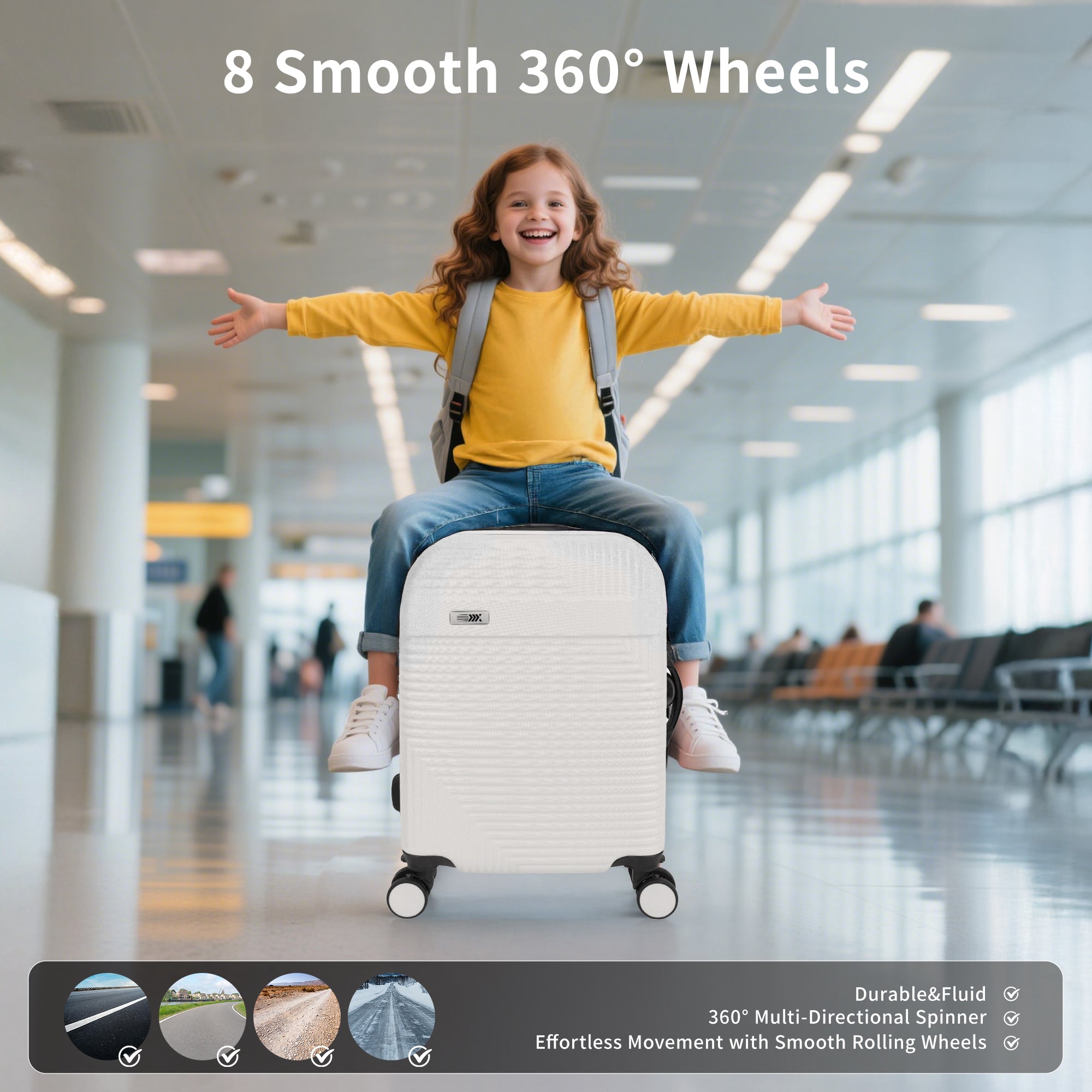 NEW YORK XPRESS WD-588-20" Hardside Carry-On Luggage for Airplane,Hardshell Suitcase with 8 Spinner Wheels