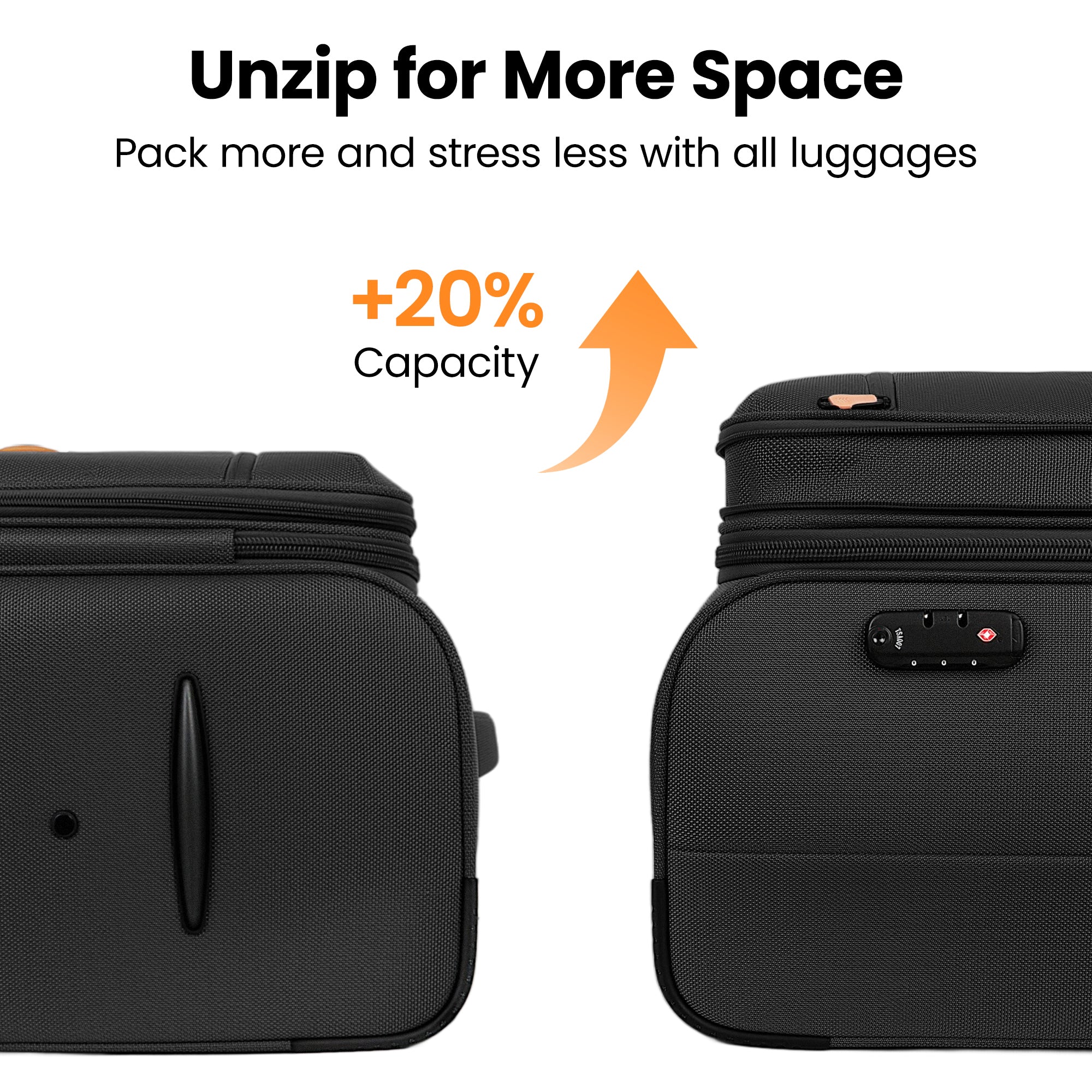 New York XPress XJ 1901,20in/26in/30in Softside Expandable Rolling Luggage w/TSA LOCK and Double Spinner Wheels,Lightweight Suitcases for Men Women