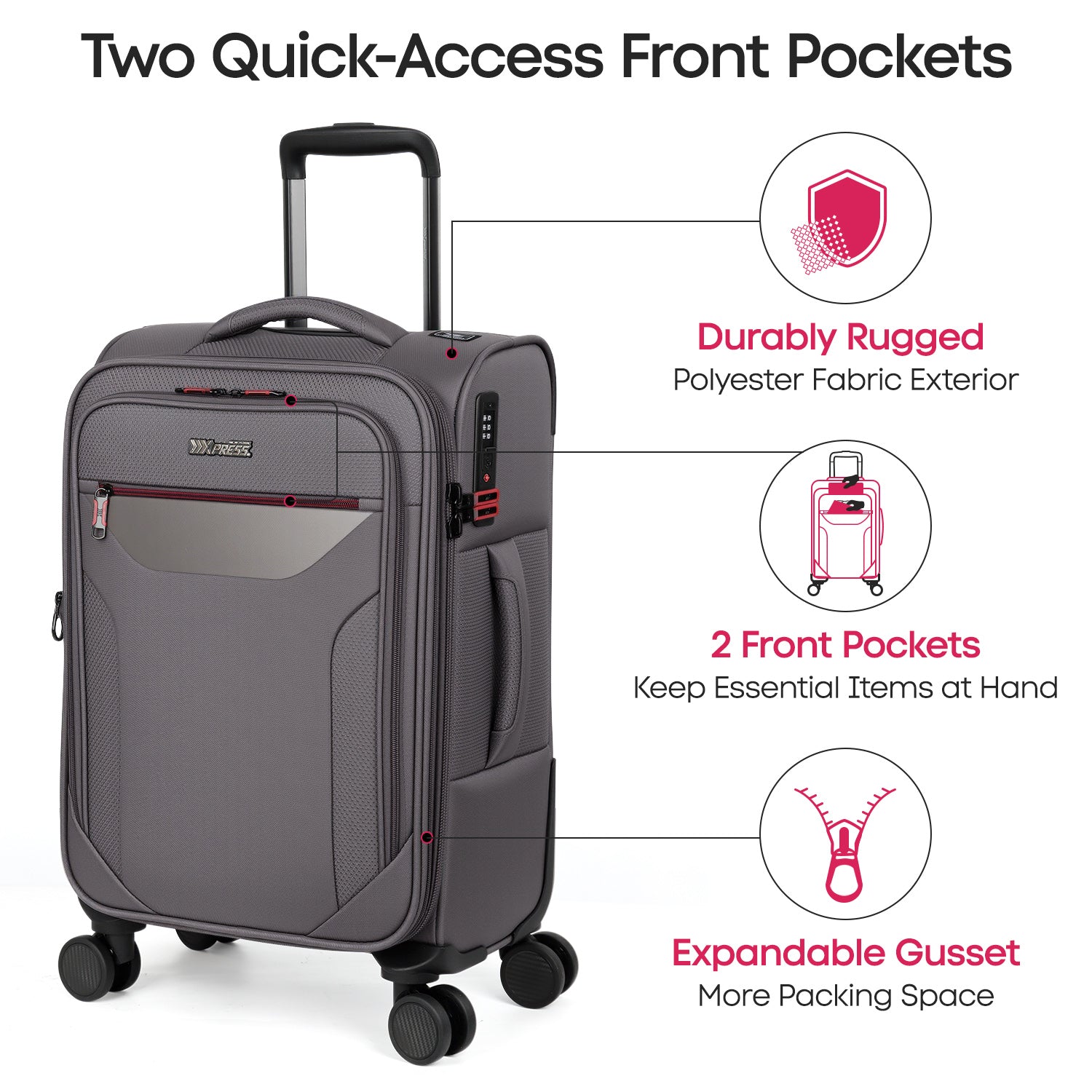 New York XPress WD-8817 3PCS Softside Luggage Set, Expandable Spinner with TSA LOCK, Lightweight Travel Suitcase for Men Women (20/26/30in) ﻿ ﻿