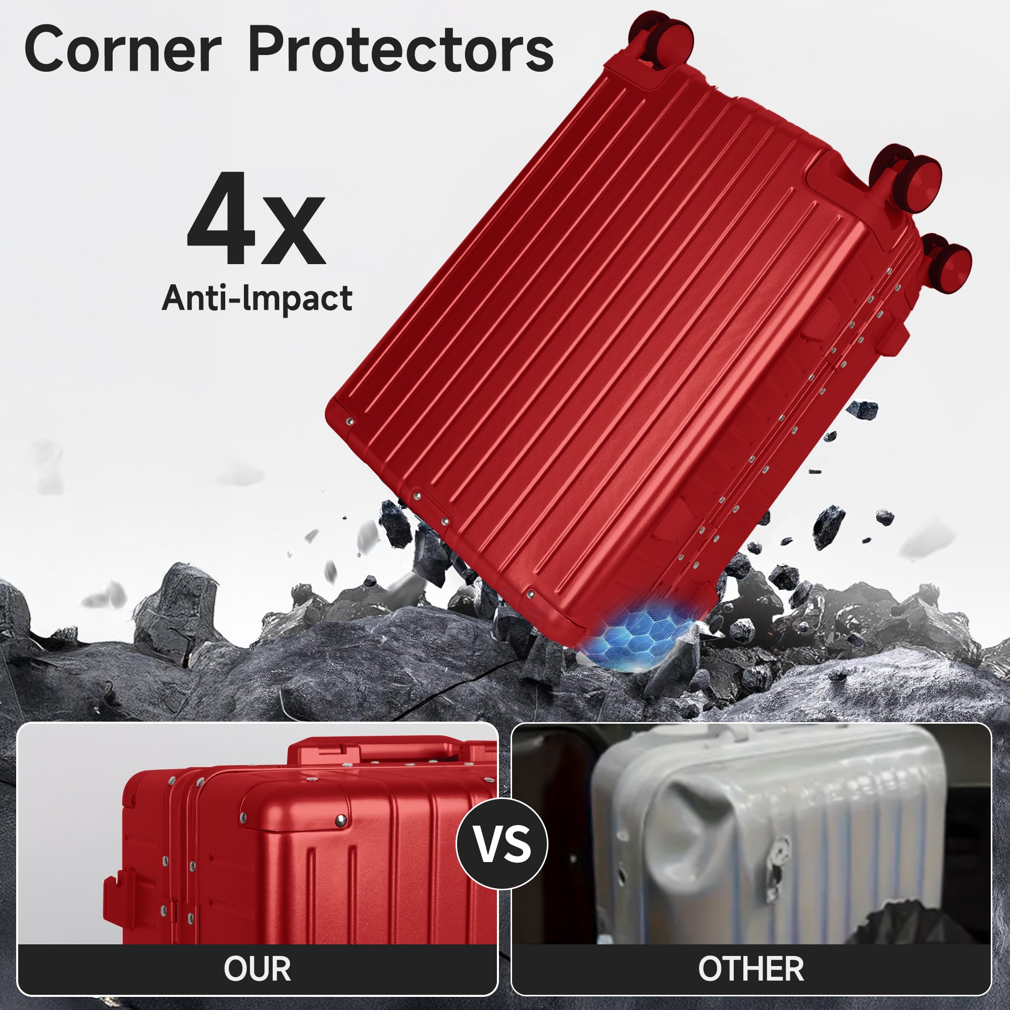 NEW YORK XPRESS Zipperless Luggage AL-12501,20in/30in,Aluminum Frame w/TSA LOCK w/Spinner Wheels