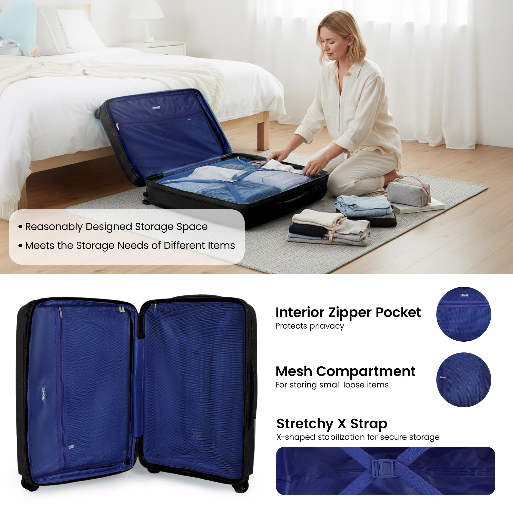 New York XPress 13804,3 Piece Luggage Set w/TSA LOCK,PC Hardside Suitcase Set w/Double Spinner Wheels,Expandable 20%,Luggage Sets,Lightweight Rolling Suitcase for Men/Women（20in/25in/29in）