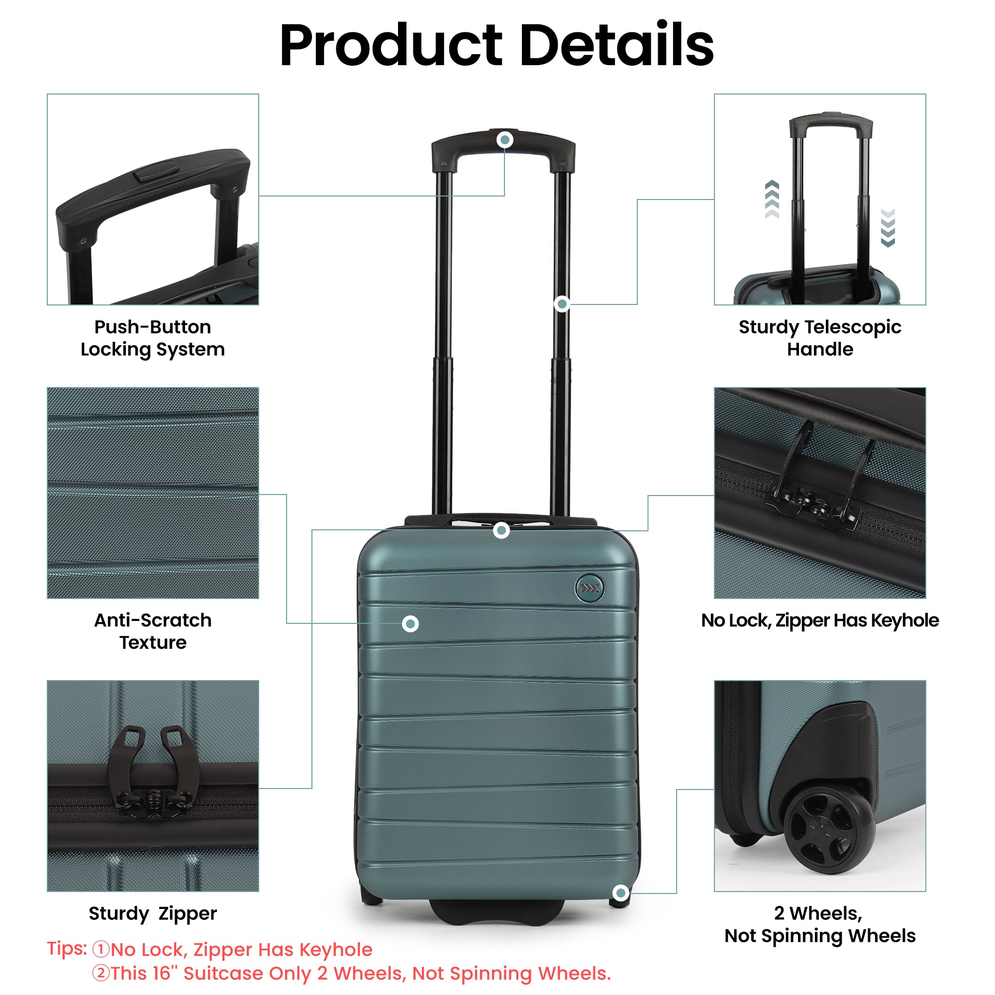 New York XPress 2538 2-PC (16/30in) ABS Hardshell Spinner, No LOCK (Keyhole), Scratch-Resistant, Lightweight Durable for Men/Women