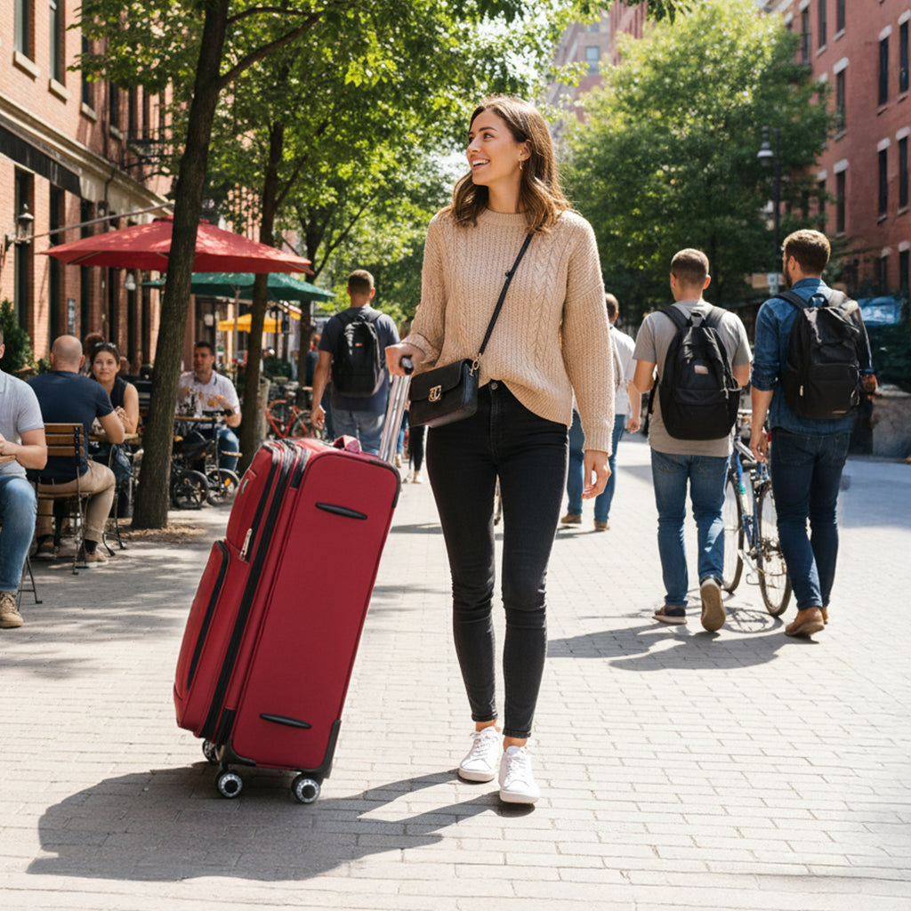 New York XPress WD-1622,20 inch  Carry on Luggage,26in/30in Softside Suitcase with Combination LOCK,Expandable Luggage,Lightweight Rolling Suitcases