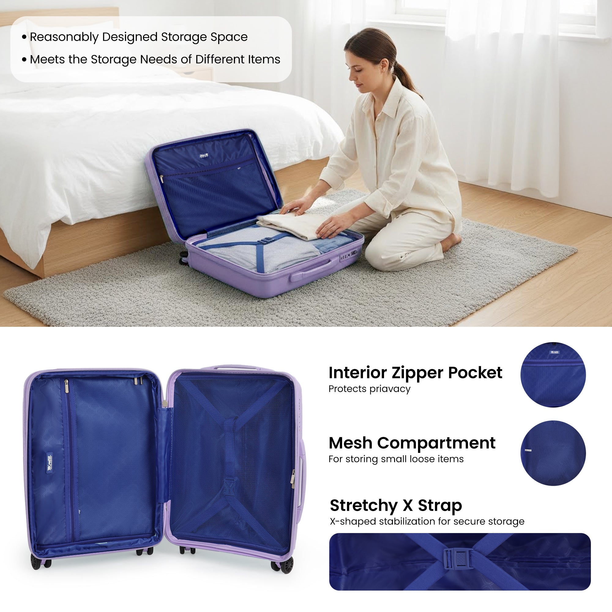 New York XPress 13804,3 Piece Luggage Set w/TSA LOCK,PC Hardside Suitcase Set w/Double Spinner Wheels,Expandable 20%,Luggage Sets,Lightweight Rolling Suitcase for Men/Women（20in/25in/29in）