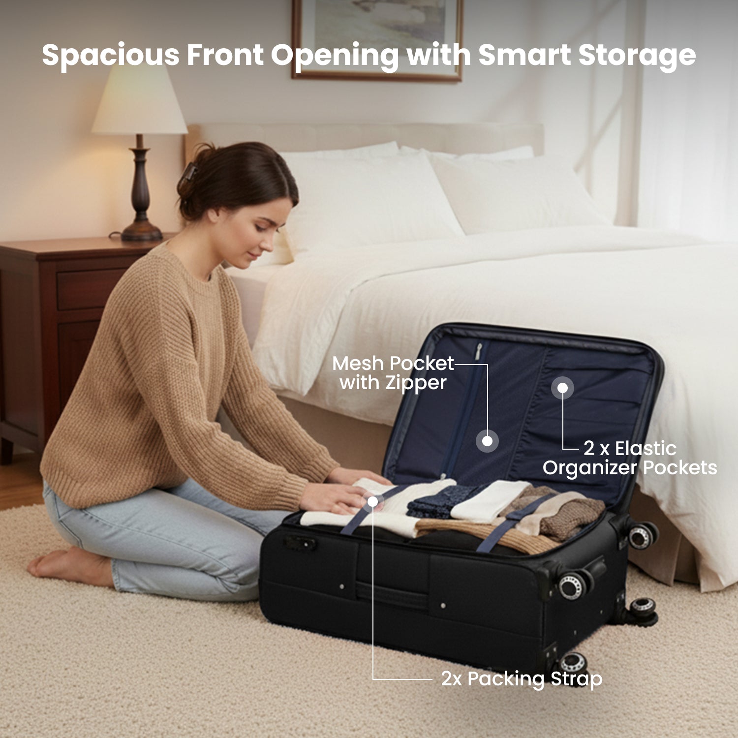 New York XPress WD-1622,20 inch  Carry on Luggage,26in/30in Softside Suitcase with Combination LOCK,Expandable Luggage,Lightweight Rolling Suitcases