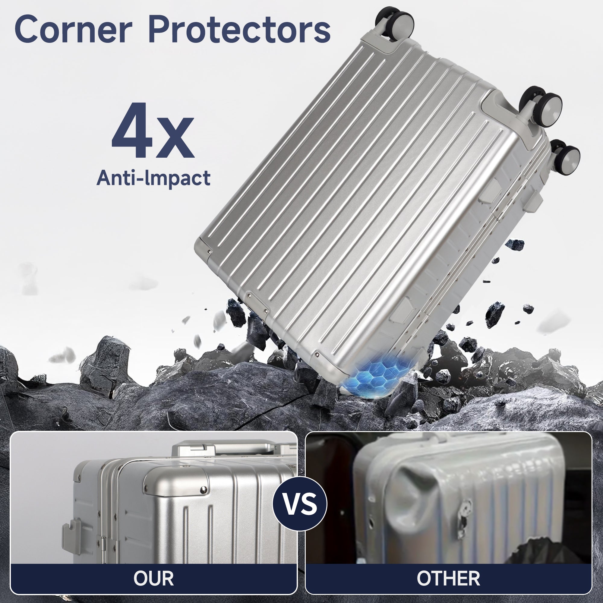 NEW YORK XPRESS Zipperless Luggage AL-12501,20in/30in,Aluminum Frame w/TSA LOCK w/Spinner Wheels