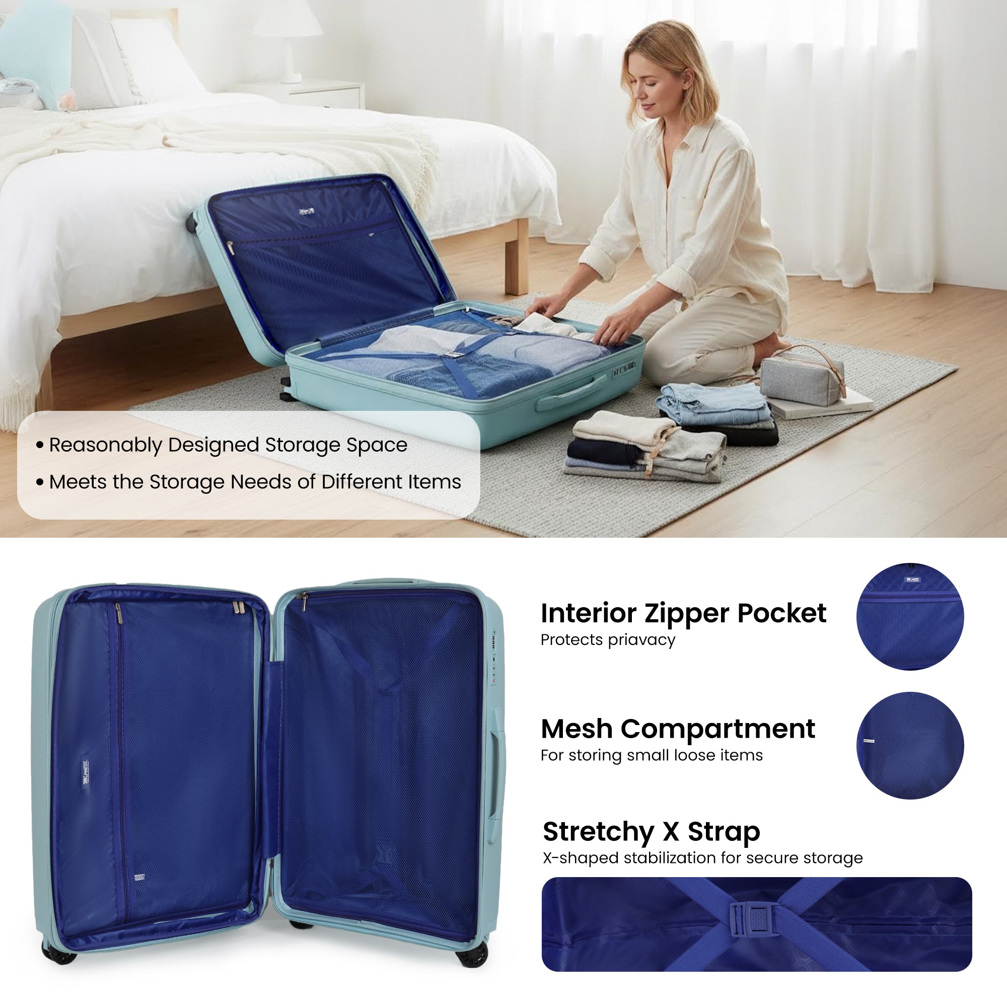 New York XPress 13804,3 Piece Luggage Set w/TSA LOCK,PC Hardside Suitcase Set w/Double Spinner Wheels,Expandable 20%,Luggage Sets,Lightweight Rolling Suitcase for Men/Women（20in/25in/29in）