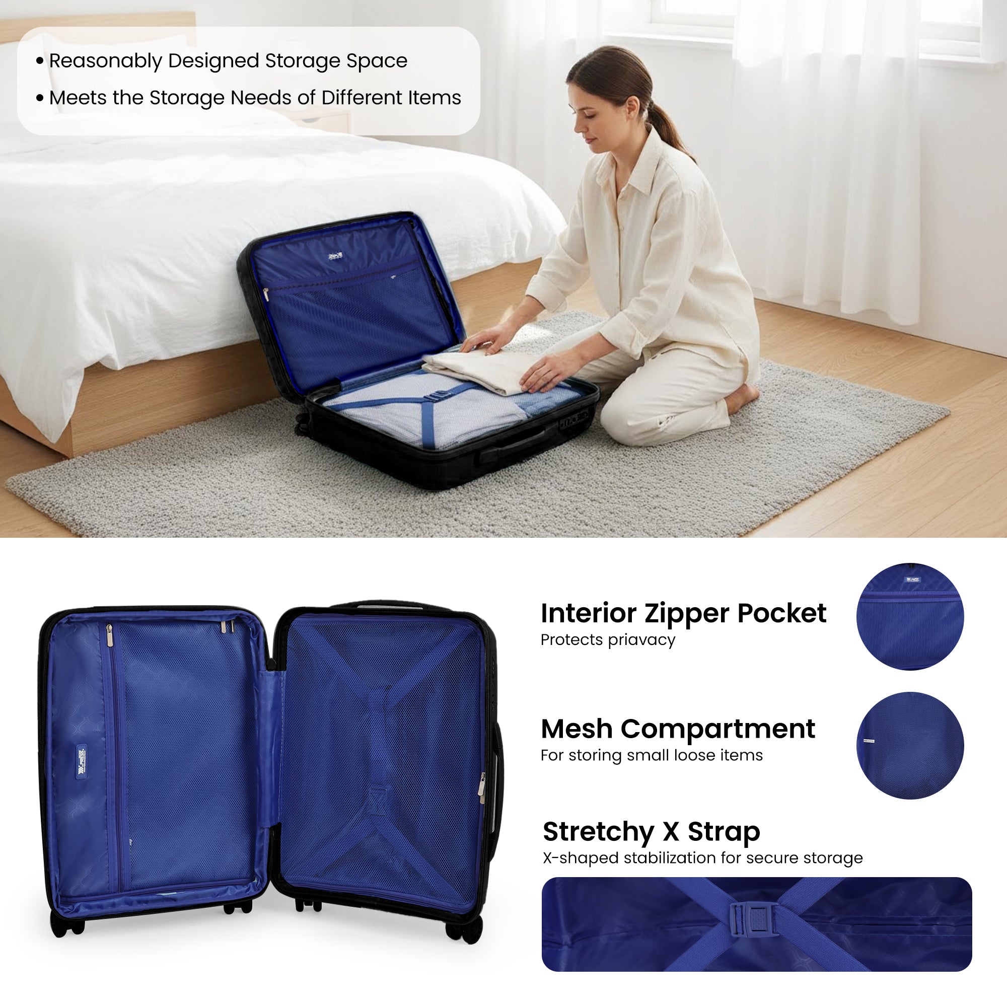 New York XPress 13804,3 Piece Luggage Set w/TSA LOCK,PC Hardside Suitcase Set w/Double Spinner Wheels,Expandable 20%,Luggage Sets,Lightweight Rolling Suitcase for Men/Women（20in/25in/29in）