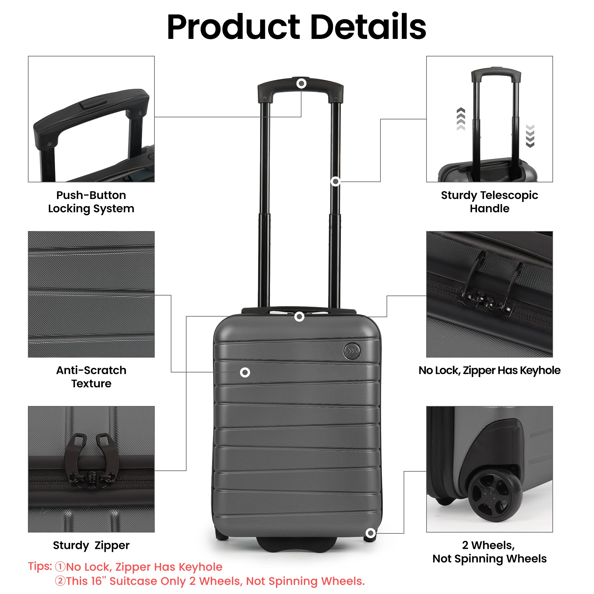 New York XPress 2538 2-PC (16/30in) ABS Hardshell Spinner, No LOCK (Keyhole), Scratch-Resistant, Lightweight Durable for Men/Women
