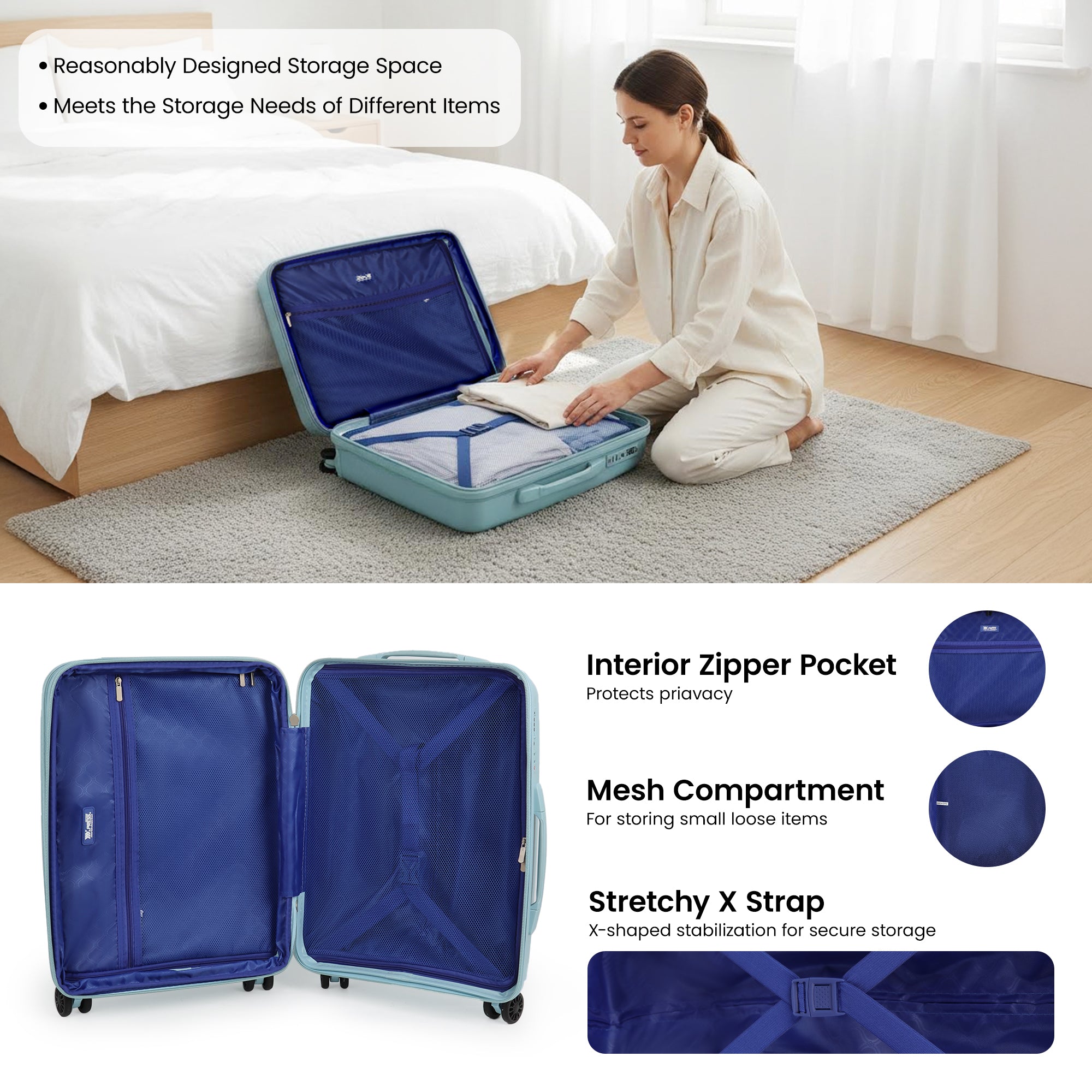 New York XPress 13804,3 Piece Luggage Set w/TSA LOCK,PC Hardside Suitcase Set w/Double Spinner Wheels,Expandable 20%,Luggage Sets,Lightweight Rolling Suitcase for Men/Women（20in/25in/29in）