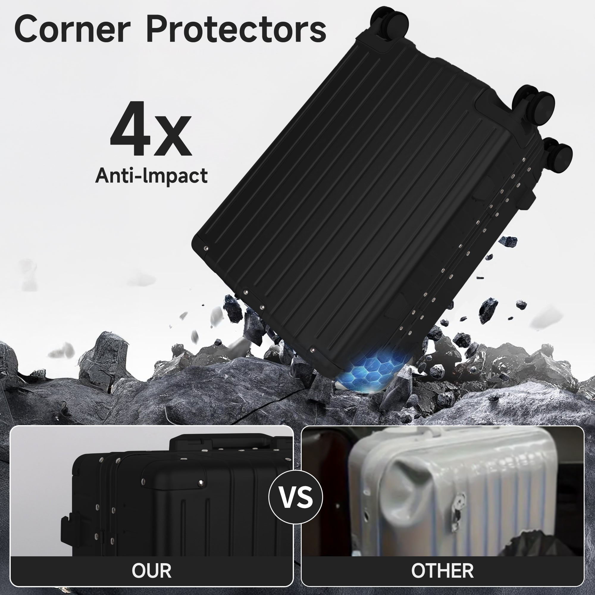 NEW YORK XPRESS Zipperless Luggage AL-12501,20in/30in,Aluminum Frame w/TSA LOCK w/Spinner Wheels