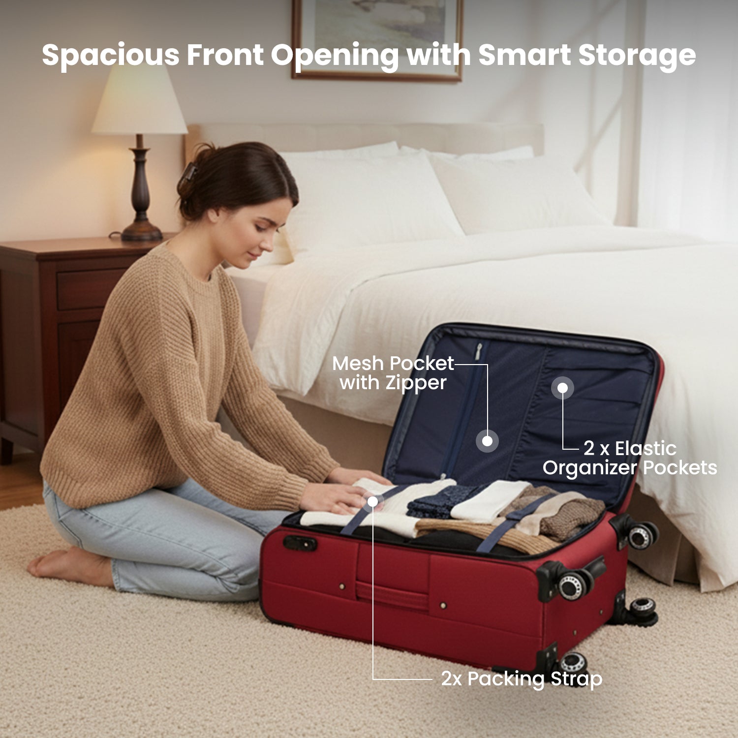 New York XPress WD-1622,20 inch  Carry on Luggage,26in/30in Softside Suitcase with Combination LOCK,Expandable Luggage,Lightweight Rolling Suitcases