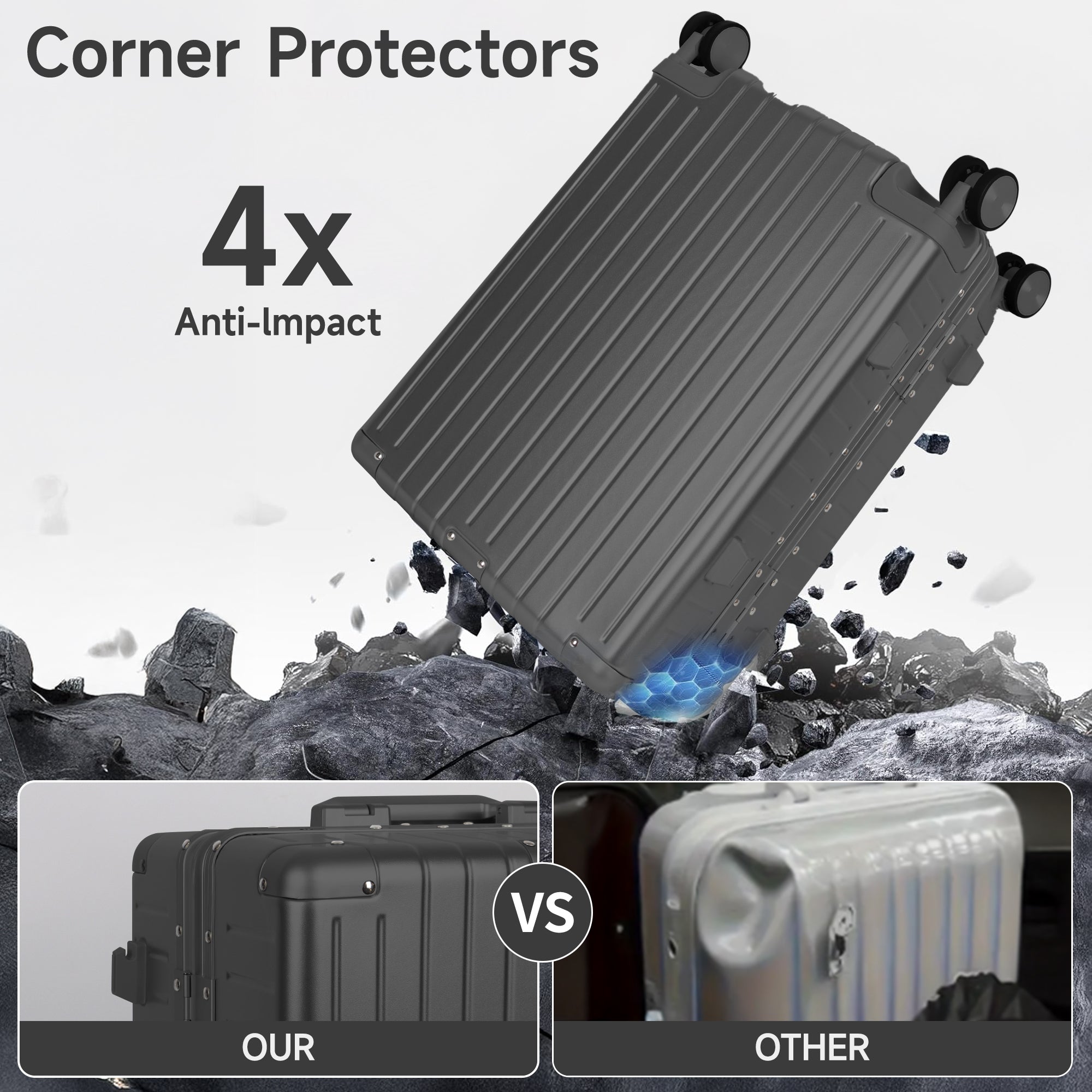 NEW YORK XPRESS Zipperless Luggage AL-12501,20in/30in,Aluminum Frame w/TSA LOCK w/Spinner Wheels