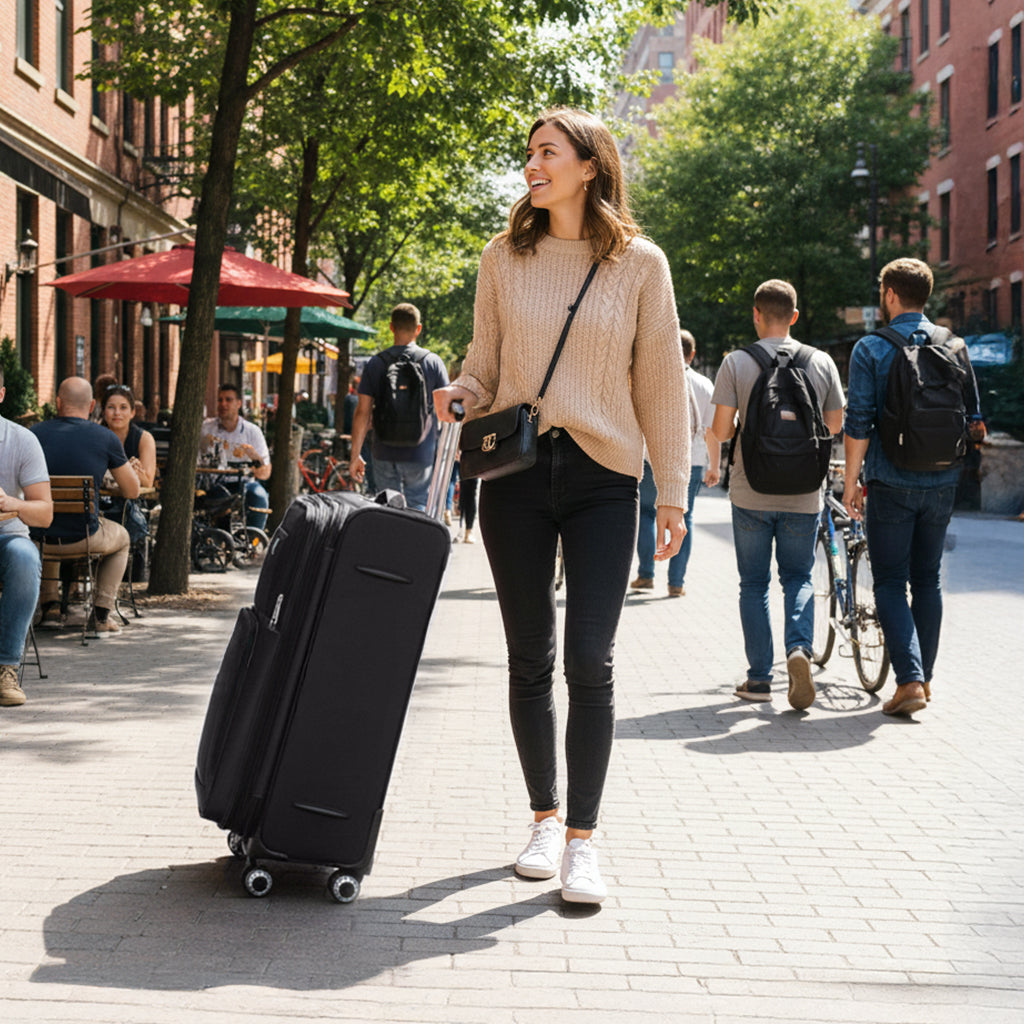 New York XPress WD-1622,20 inch  Carry on Luggage,26in/30in Softside Suitcase with Combination LOCK,Expandable Luggage,Lightweight Rolling Suitcases