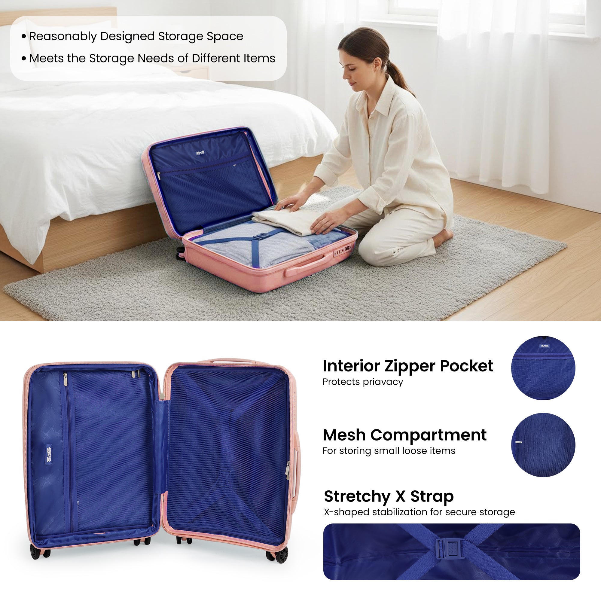 New York XPress 13804,3 Piece Luggage Set w/TSA LOCK,PC Hardside Suitcase Set w/Double Spinner Wheels,Expandable 20%,Luggage Sets,Lightweight Rolling Suitcase for Men/Women（20in/25in/29in）