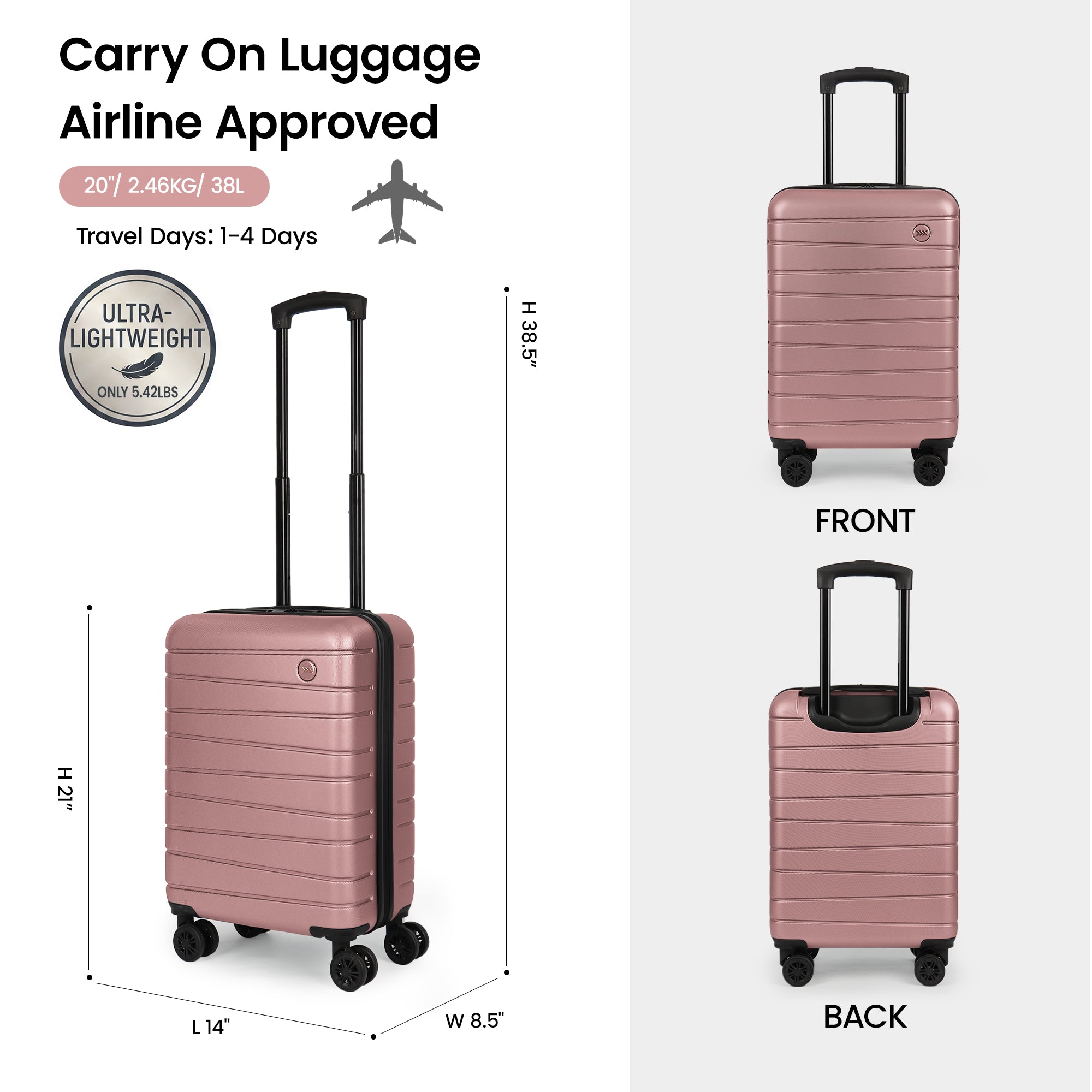 New York XPress 2538 2-PC (16/30in) ABS Hardshell Spinner, No LOCK (Keyhole), Scratch-Resistant, Lightweight Durable for Men/Women