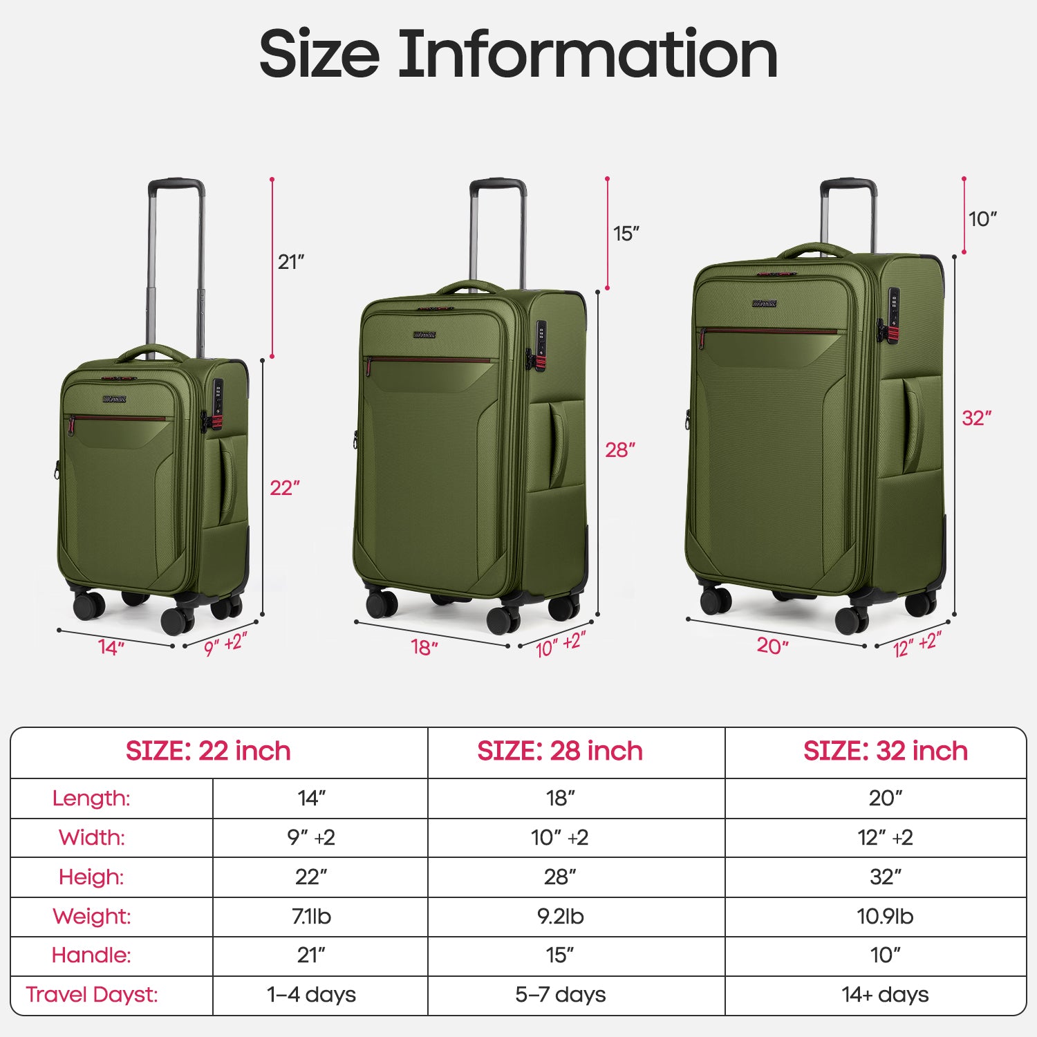 New York XPress WD-8817 3PCS Softside Luggage Set, Expandable Spinner with TSA LOCK, Lightweight Travel Suitcase for Men Women (20/26/30in) ﻿ ﻿