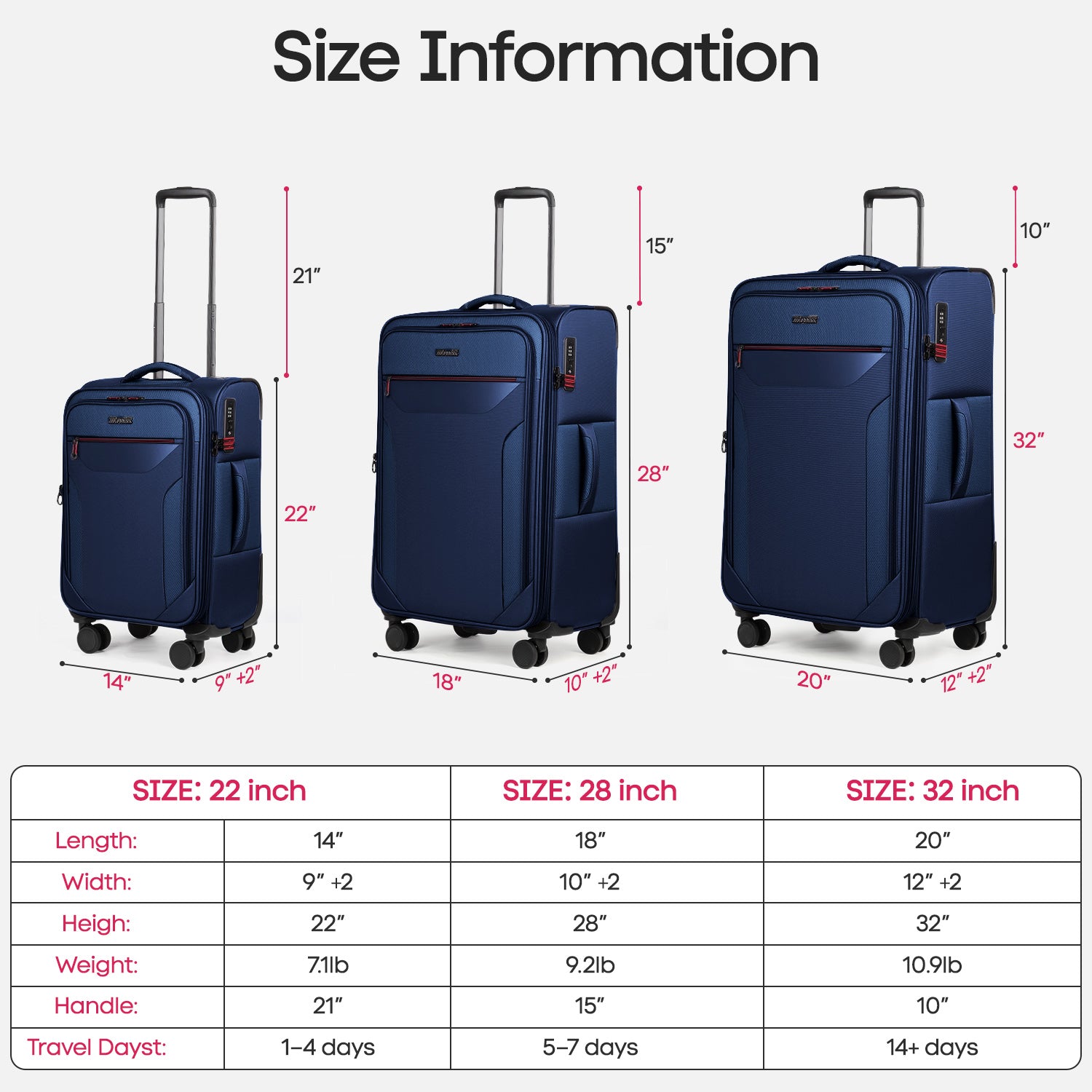 New York XPress WD-8817 3PCS Softside Luggage Set, Expandable Spinner with TSA LOCK, Lightweight Travel Suitcase for Men Women (20/26/30in) ﻿ ﻿