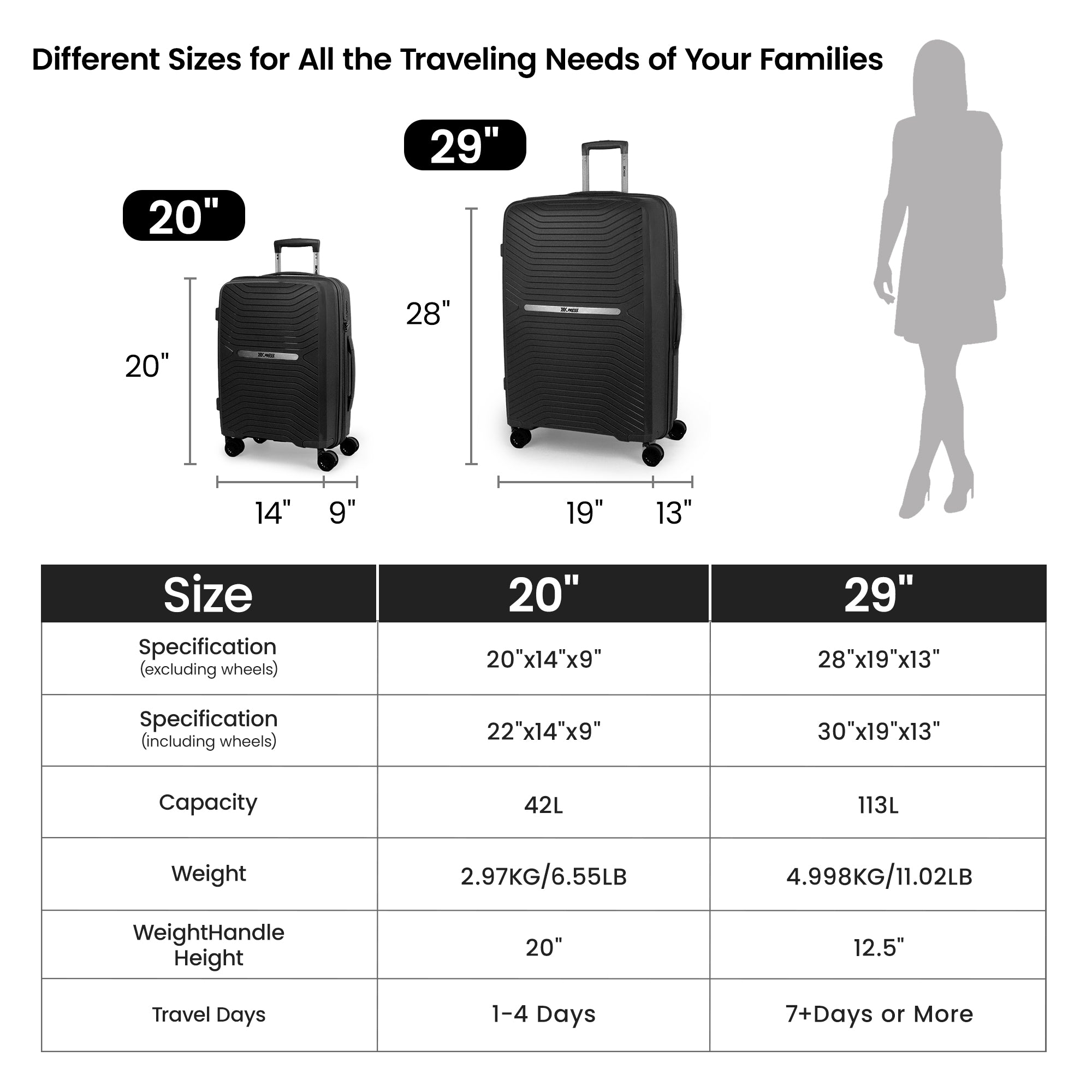 New York XPress 13804,3 Piece Luggage Set w/TSA LOCK,PC Hardside Suitcase Set w/Double Spinner Wheels,Expandable 20%,Luggage Sets,Lightweight Rolling Suitcase for Men/Women（20in/25in/29in）